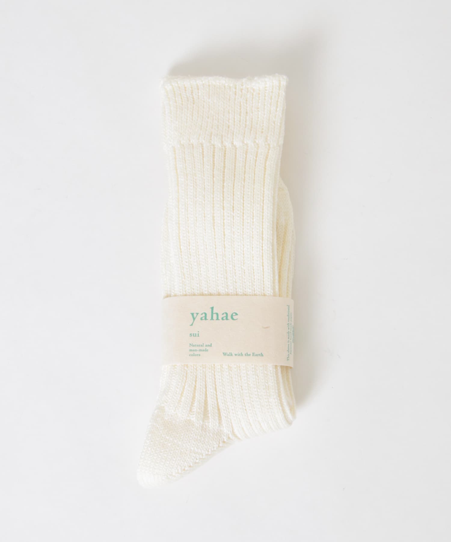 YAHAE　Linen Wool Ribbed Socks 01.WHT S