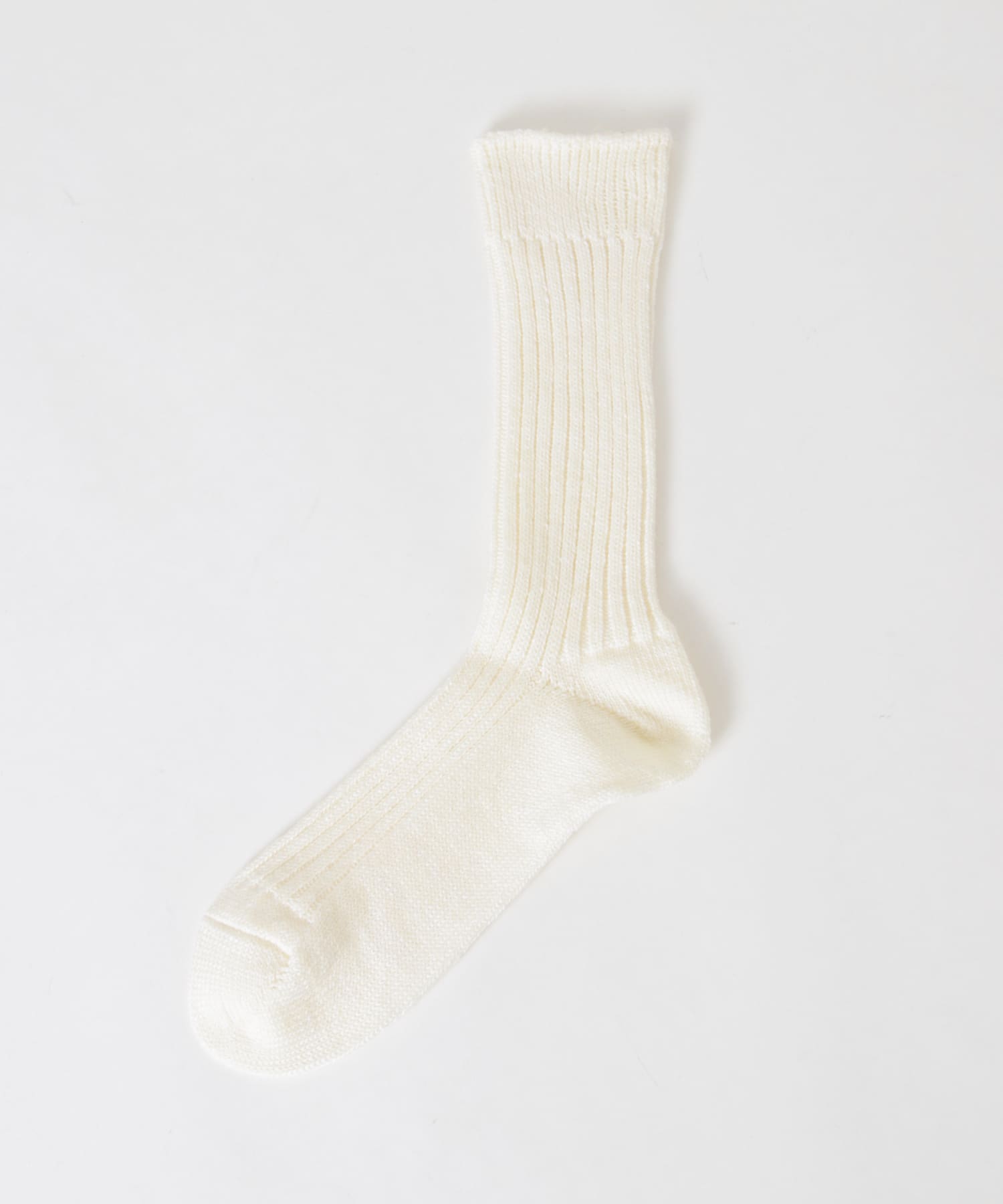 YAHAE　Linen Wool Ribbed Socks 01.WHT S