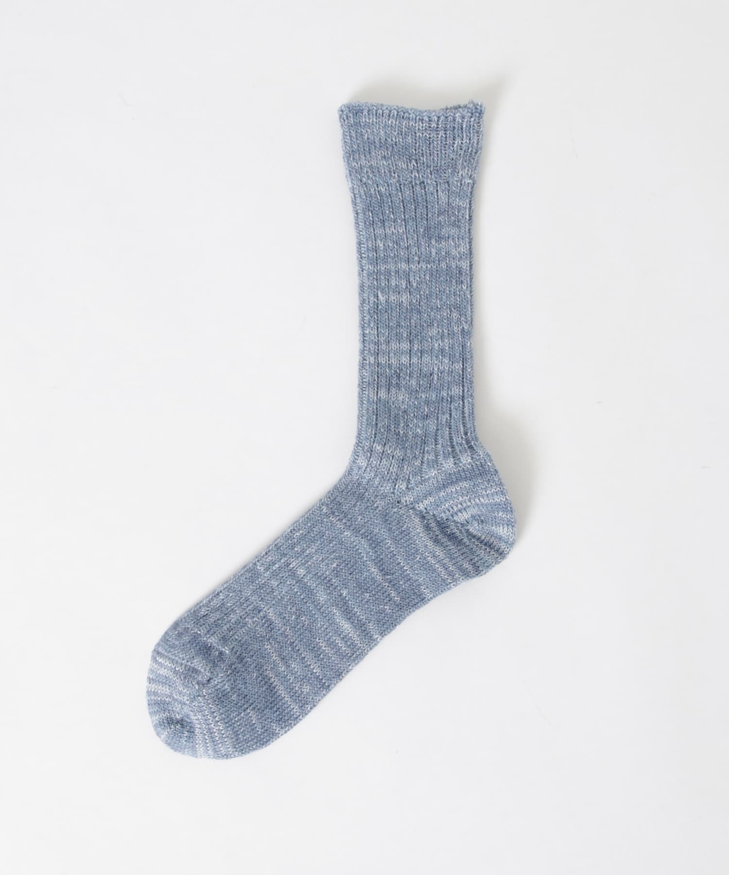 YAHAE　Linen Wool Ribbed Socks 14.L.BLU S