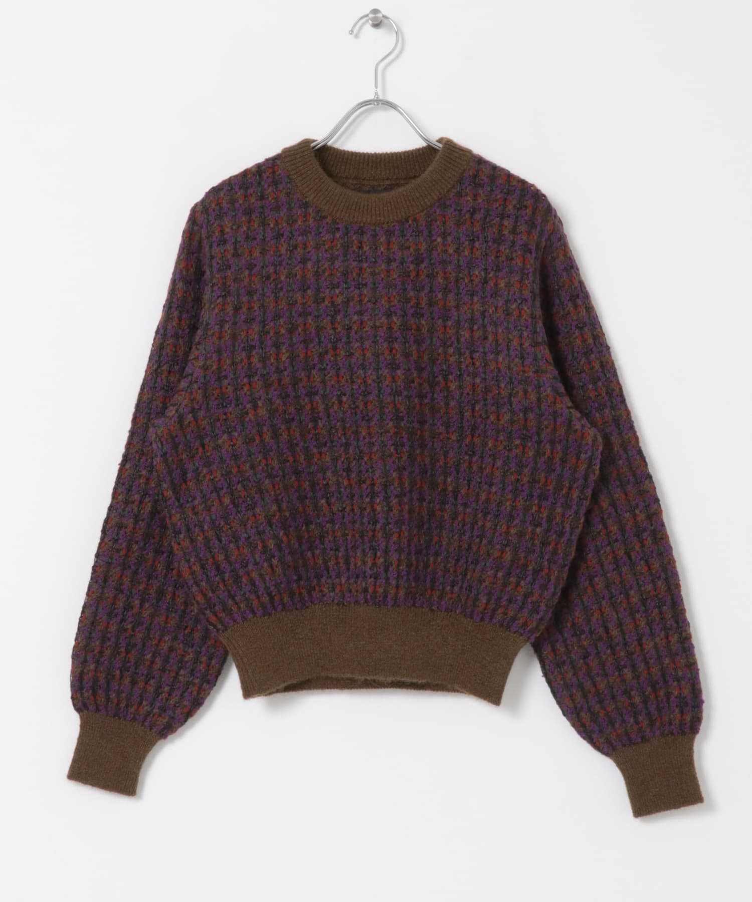 米富繊維　VINTAGE TWEEDY KNIT PULLOVER-1 44BROWN FREE