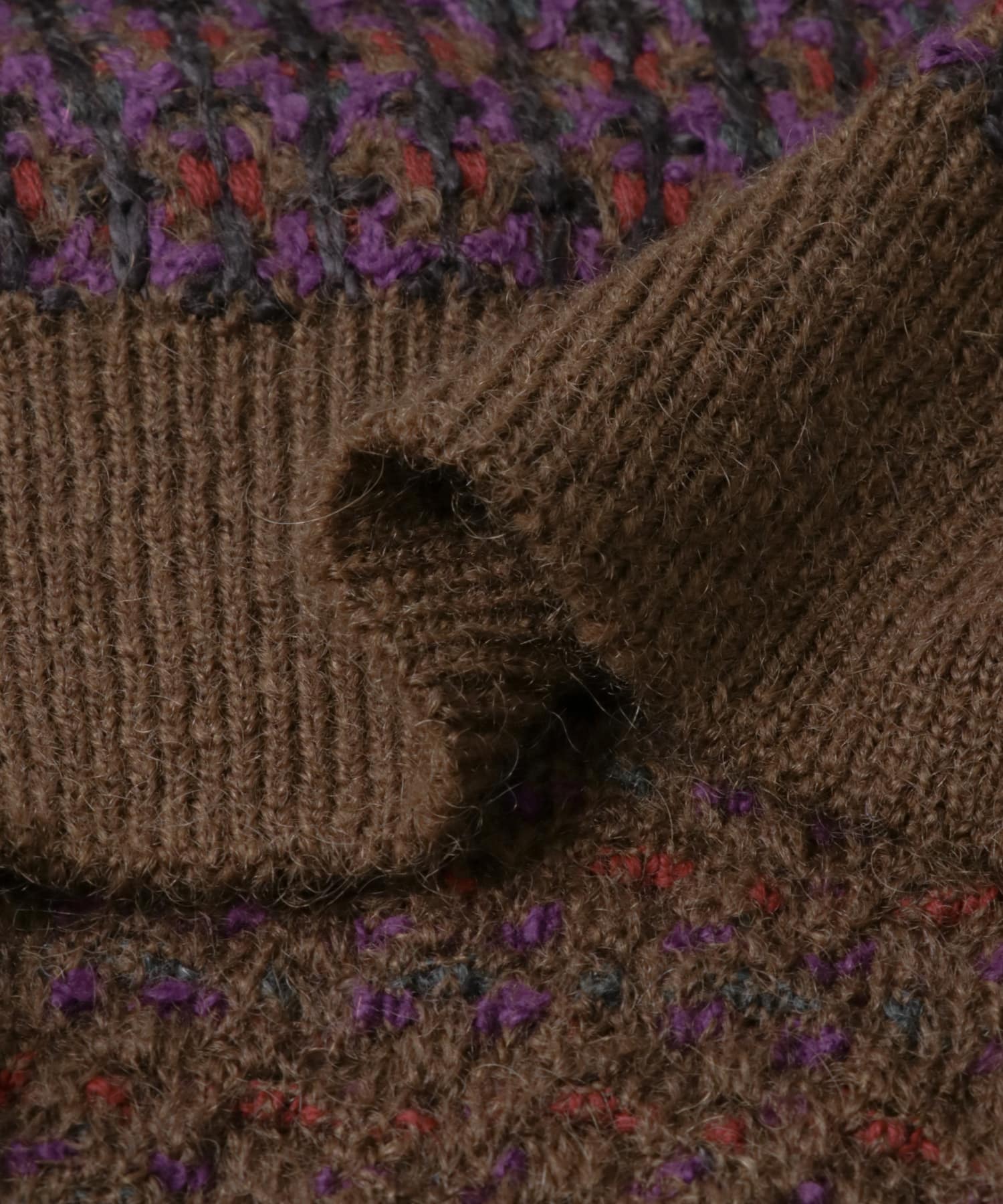 米富繊維　VINTAGE TWEEDY KNIT PULLOVER-1 44BROWN FREE
