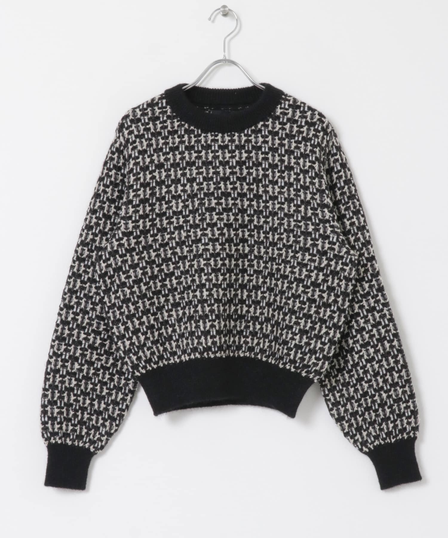米富繊維　VINTAGE TWEEDY KNIT PULLOVER-1 14BLACK FREE