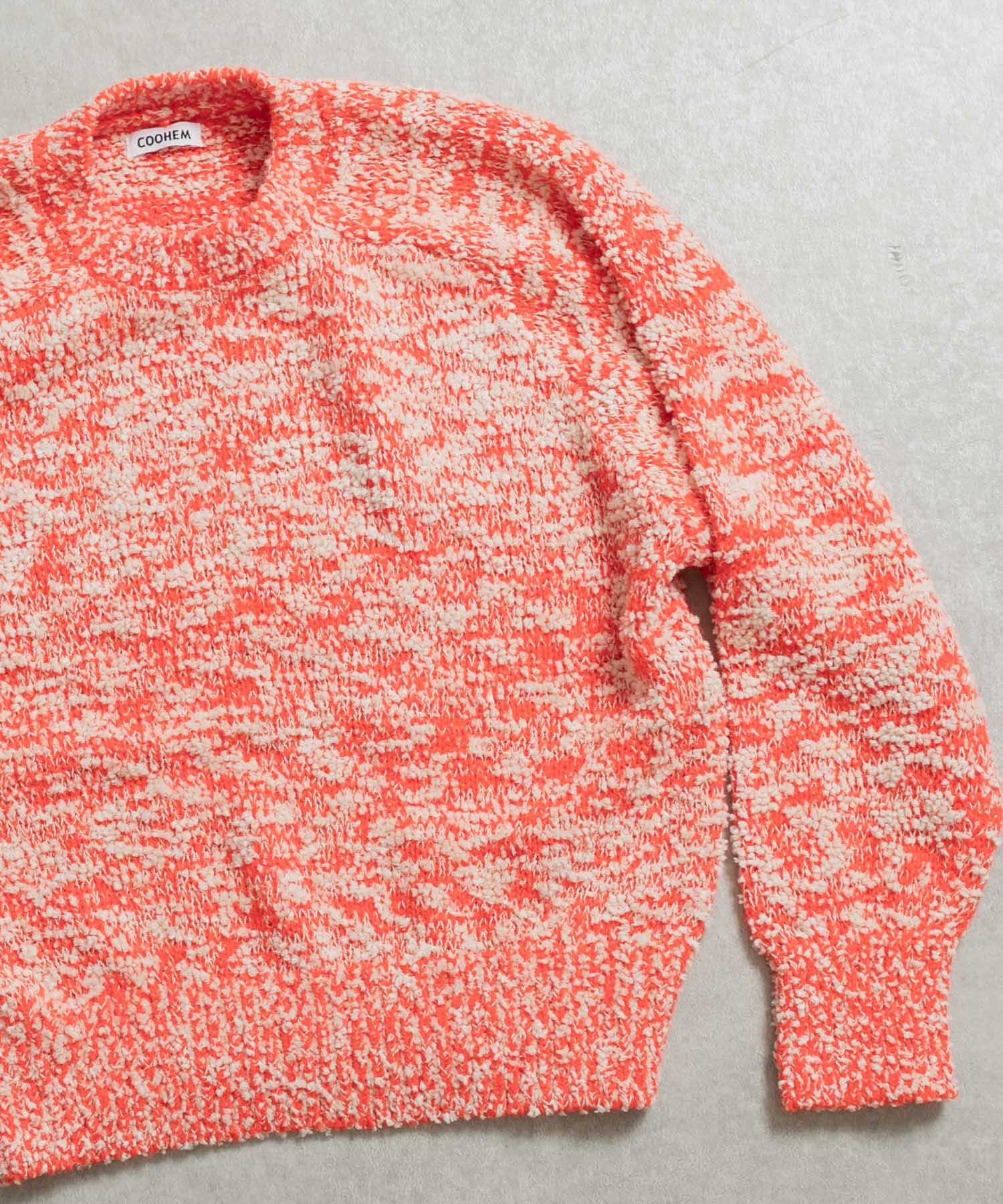 米富繊維　W/C MELANGE KNIT PULLOVER-1 24ORANGE FREE