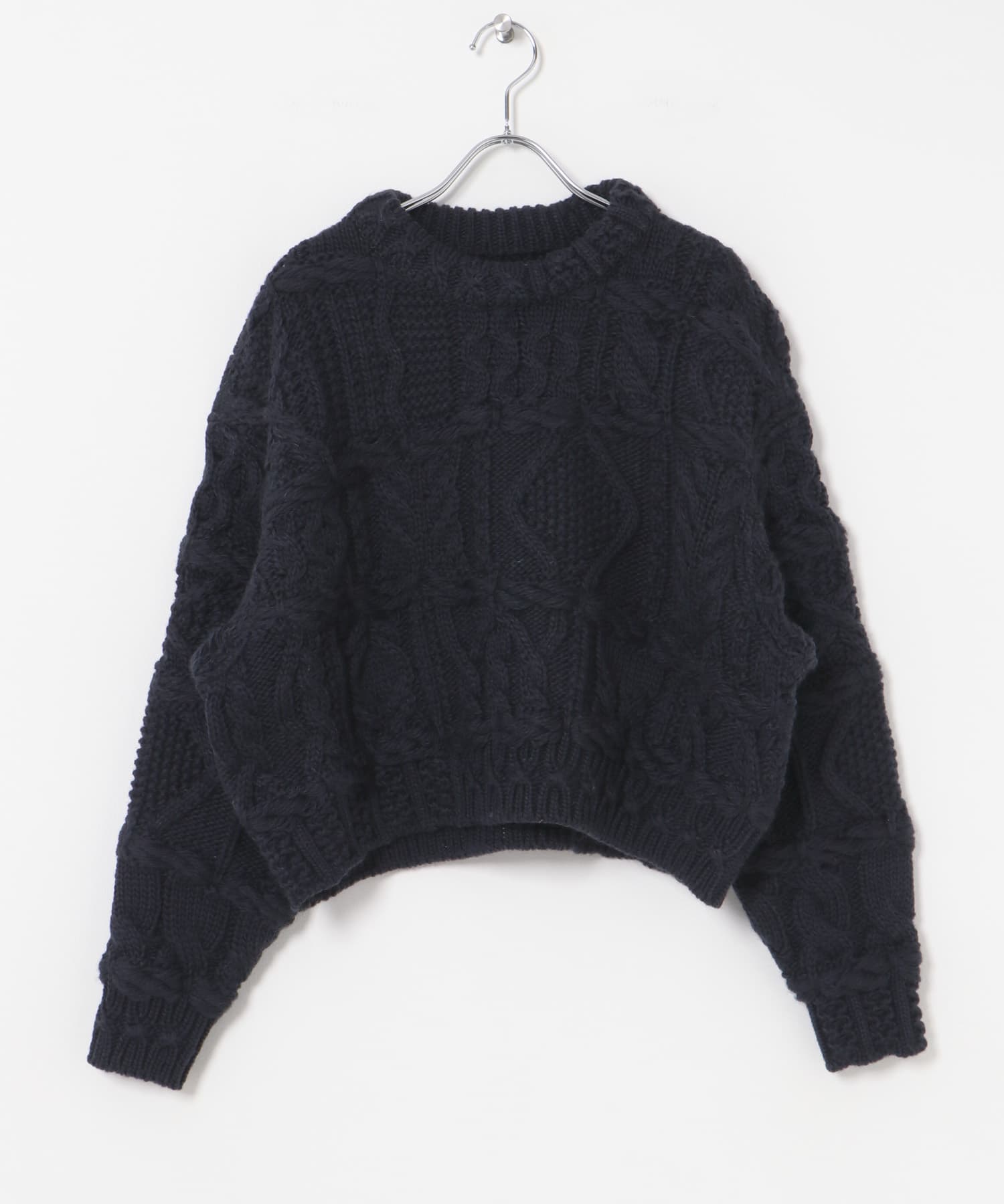 米富繊維　CRAZY ARAN PULLOVER-1 63NAVY FREE