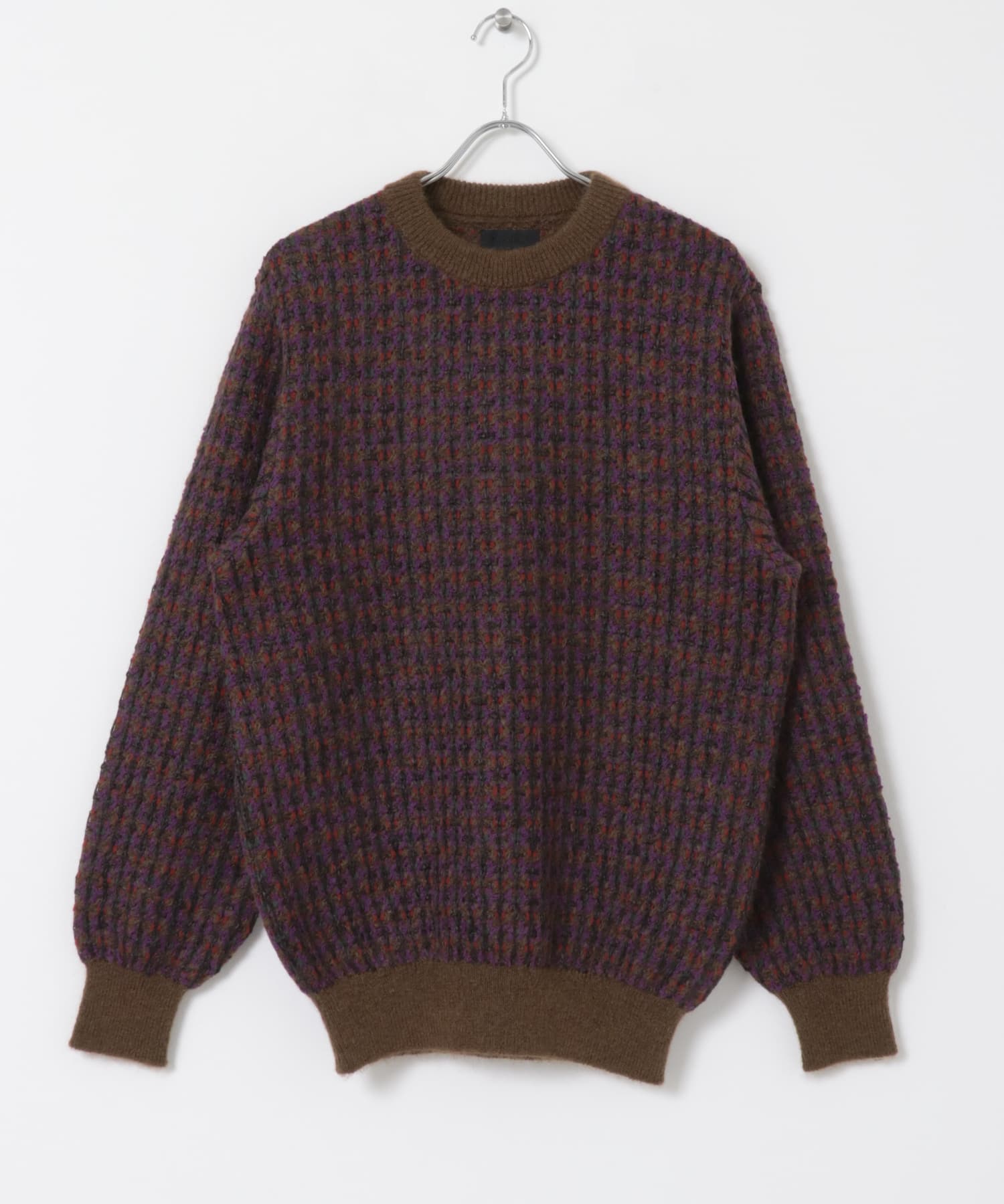 米富繊維　VINTAGE TWEEDY KNIT PULLOVER-3 44BROWN L