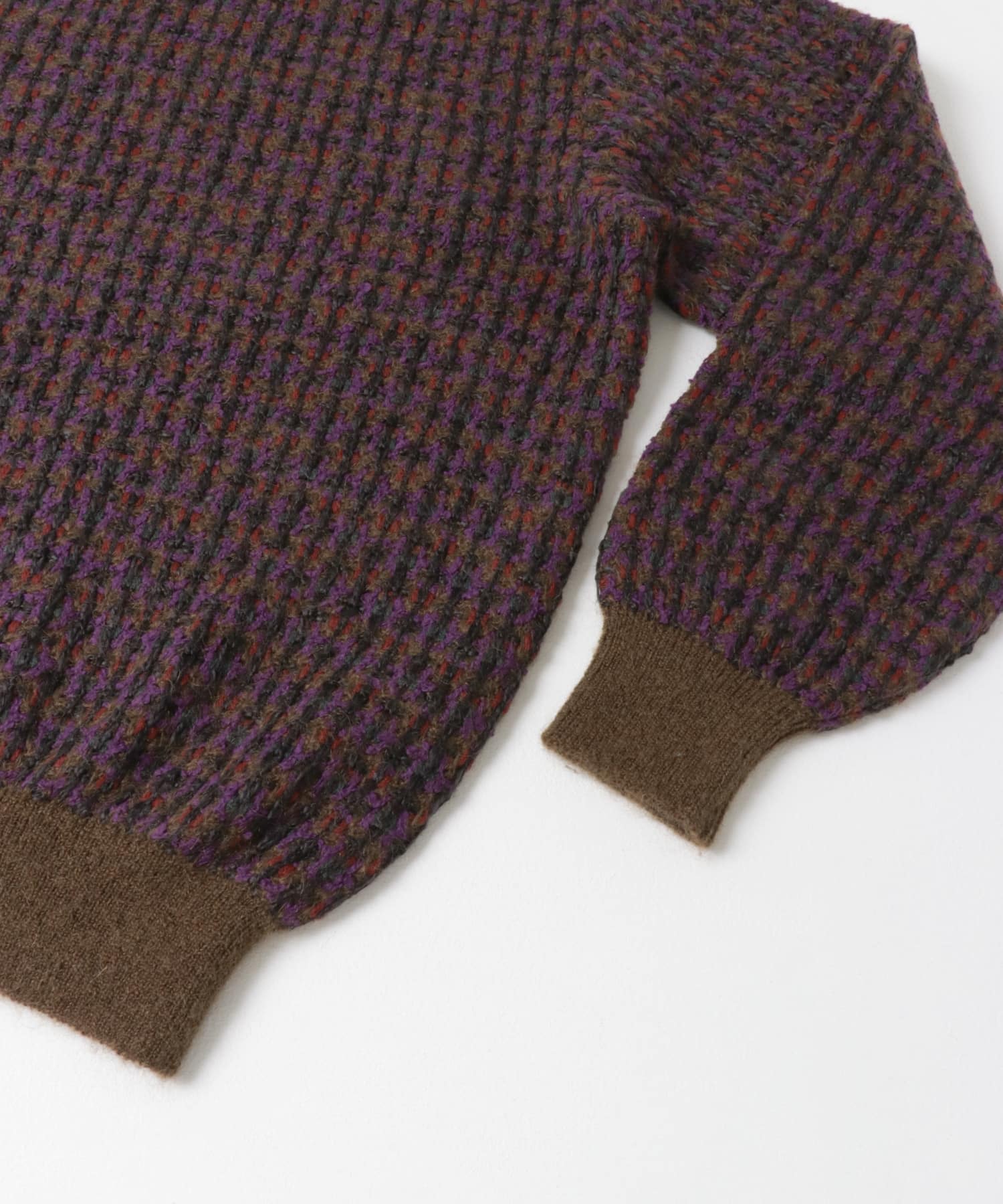 米富繊維　VINTAGE TWEEDY KNIT PULLOVER-3 44BROWN L