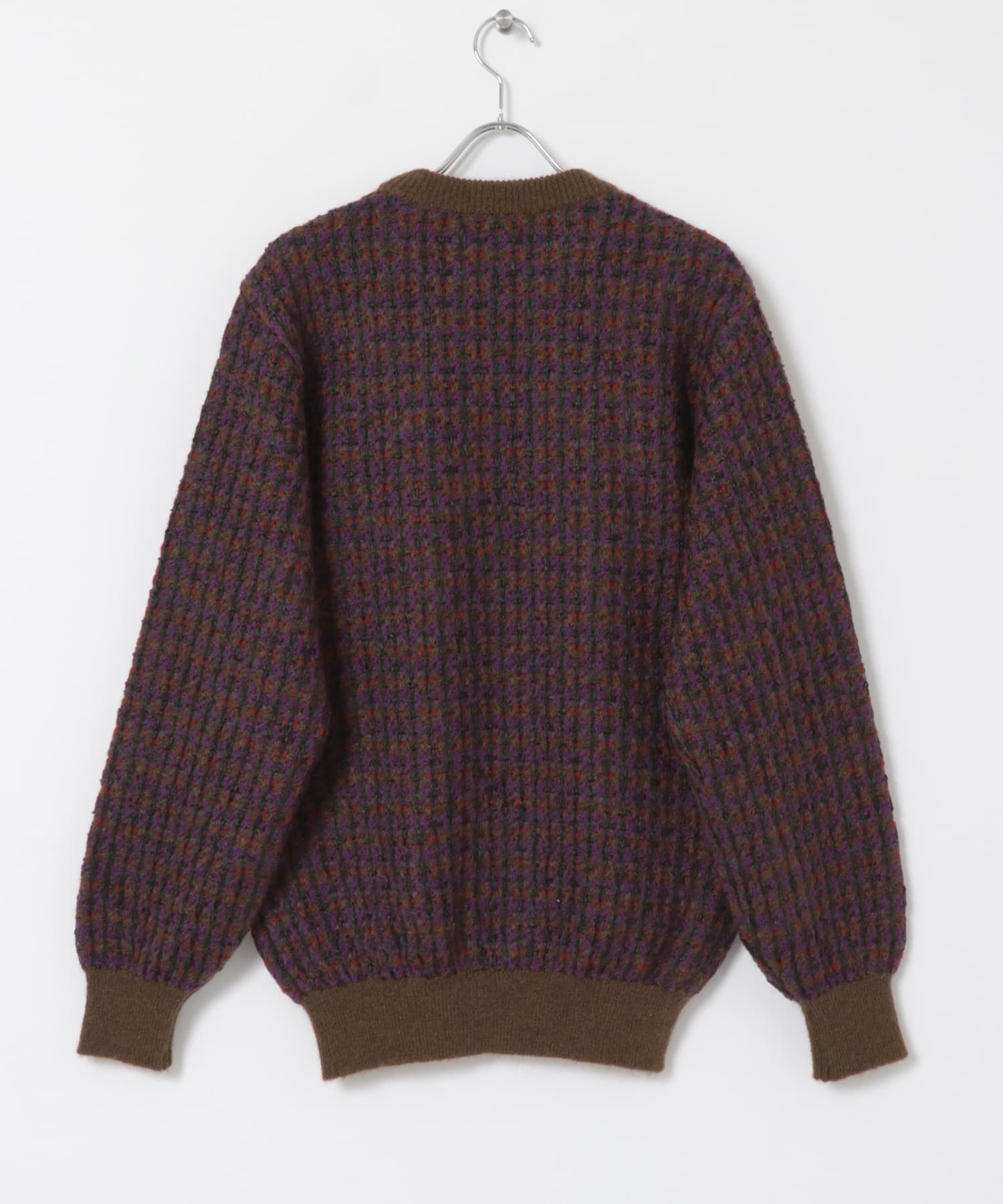 米富繊維　VINTAGE TWEEDY KNIT PULLOVER-3 44BROWN L