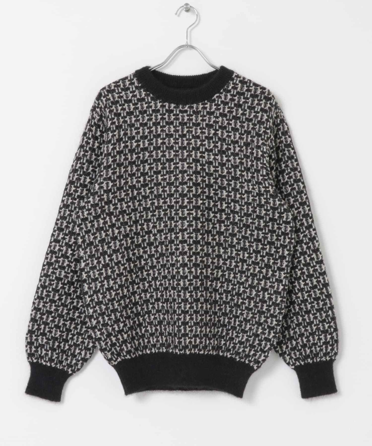 米富繊維　VINTAGE TWEEDY KNIT PULLOVER-3 14BLACK L