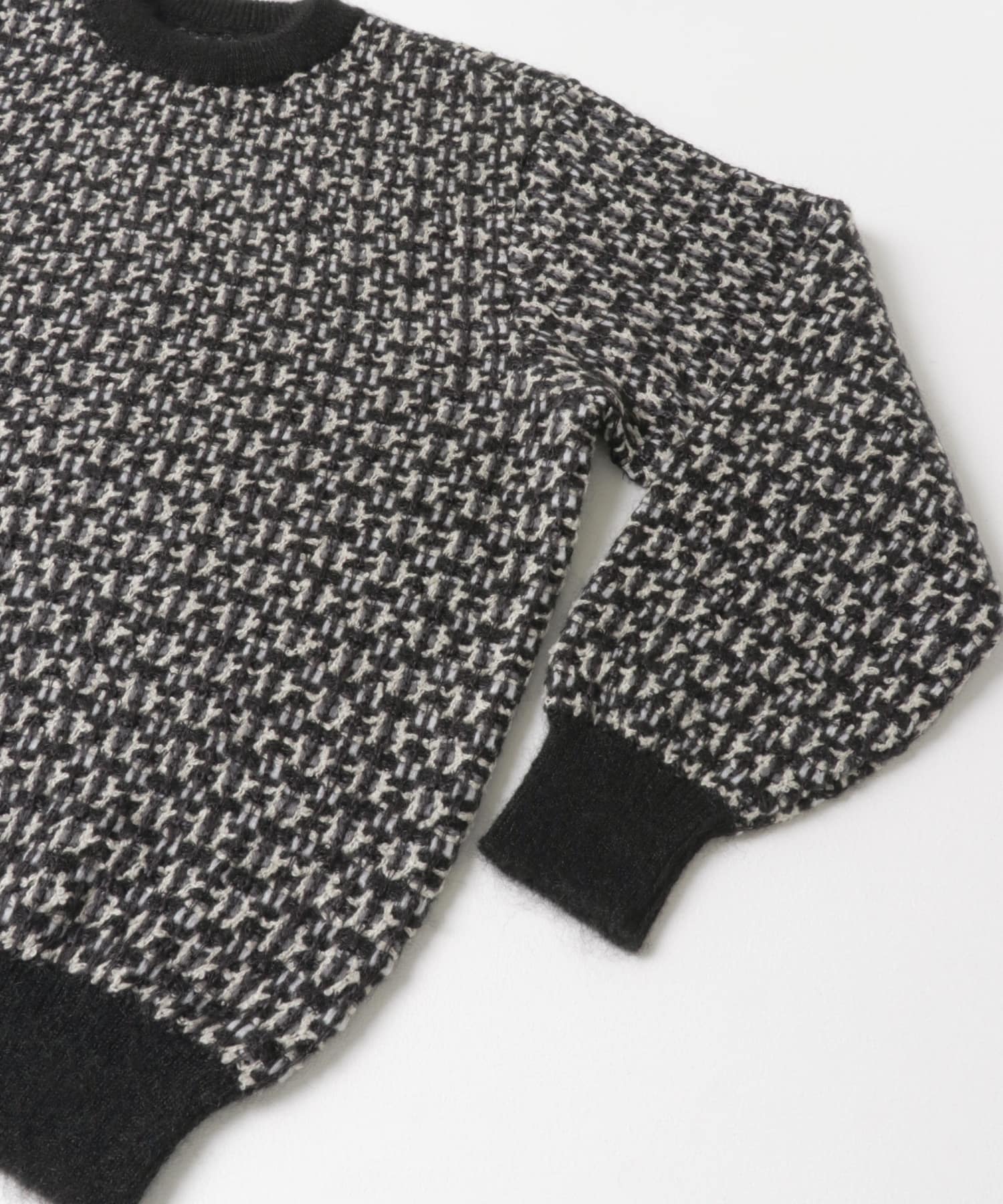 米富繊維　VINTAGE TWEEDY KNIT PULLOVER-3 14BLACK L