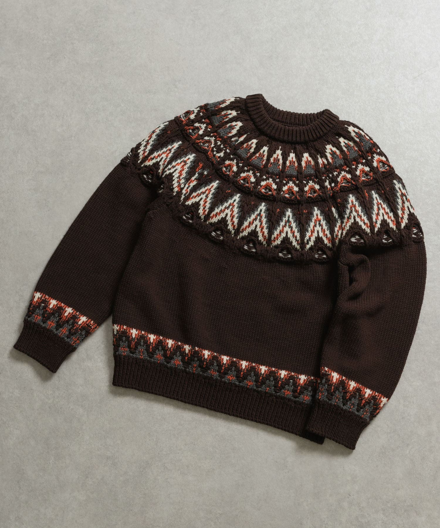 米富繊維　KOUHEN NORDIC KNIT PULLOVER-3 44BROWN L