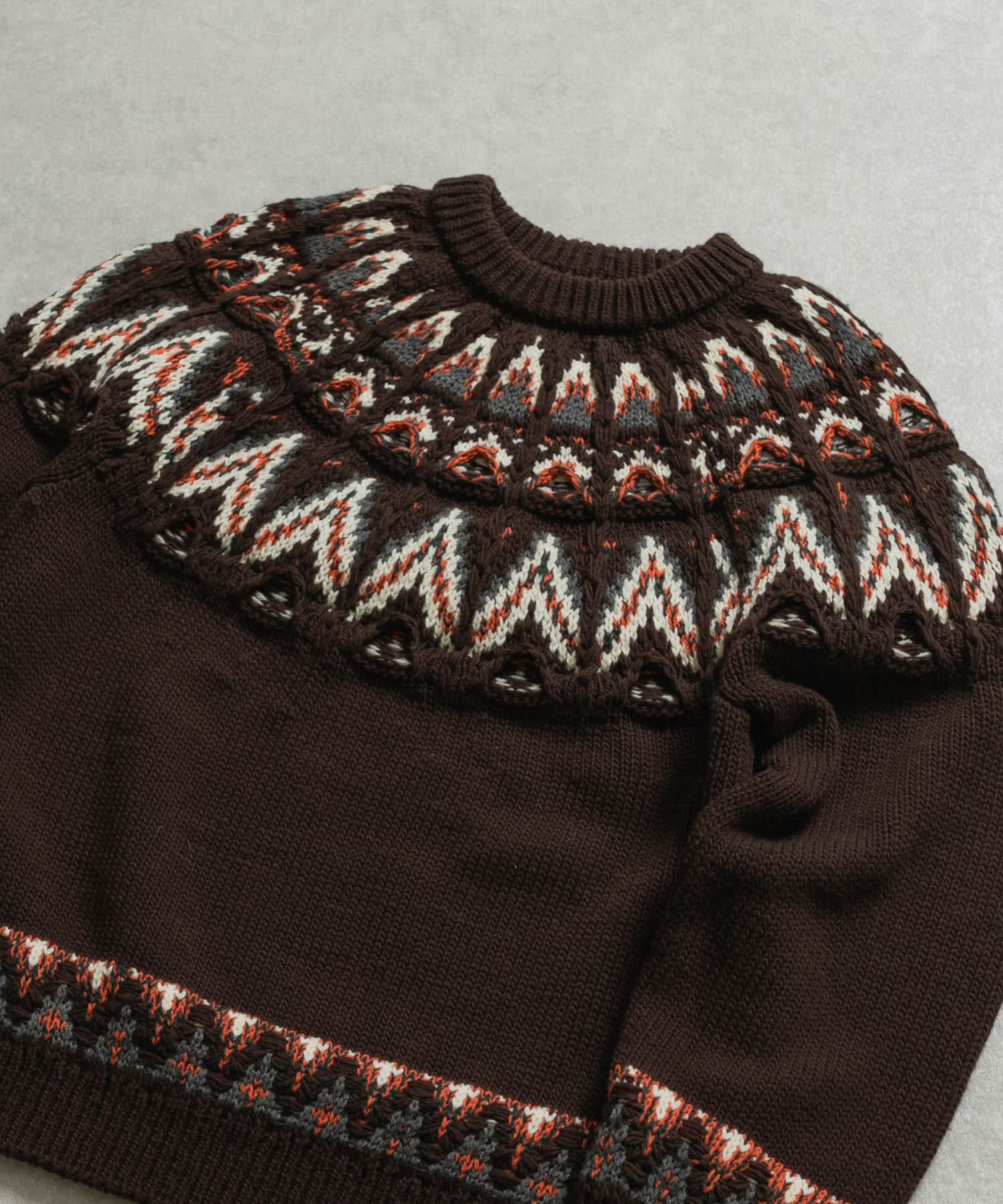 米富繊維　KOUHEN NORDIC KNIT PULLOVER-3 44BROWN L