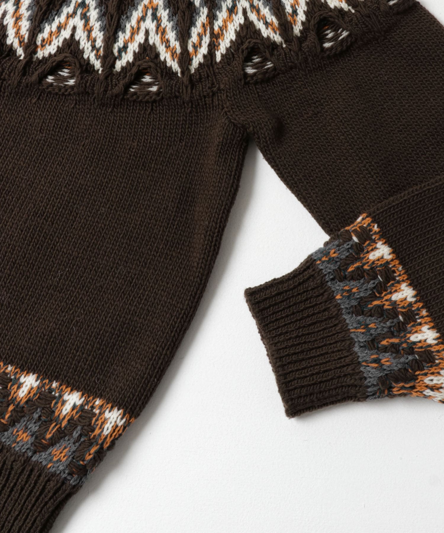 米富繊維　KOUHEN NORDIC KNIT PULLOVER-3 44BROWN L
