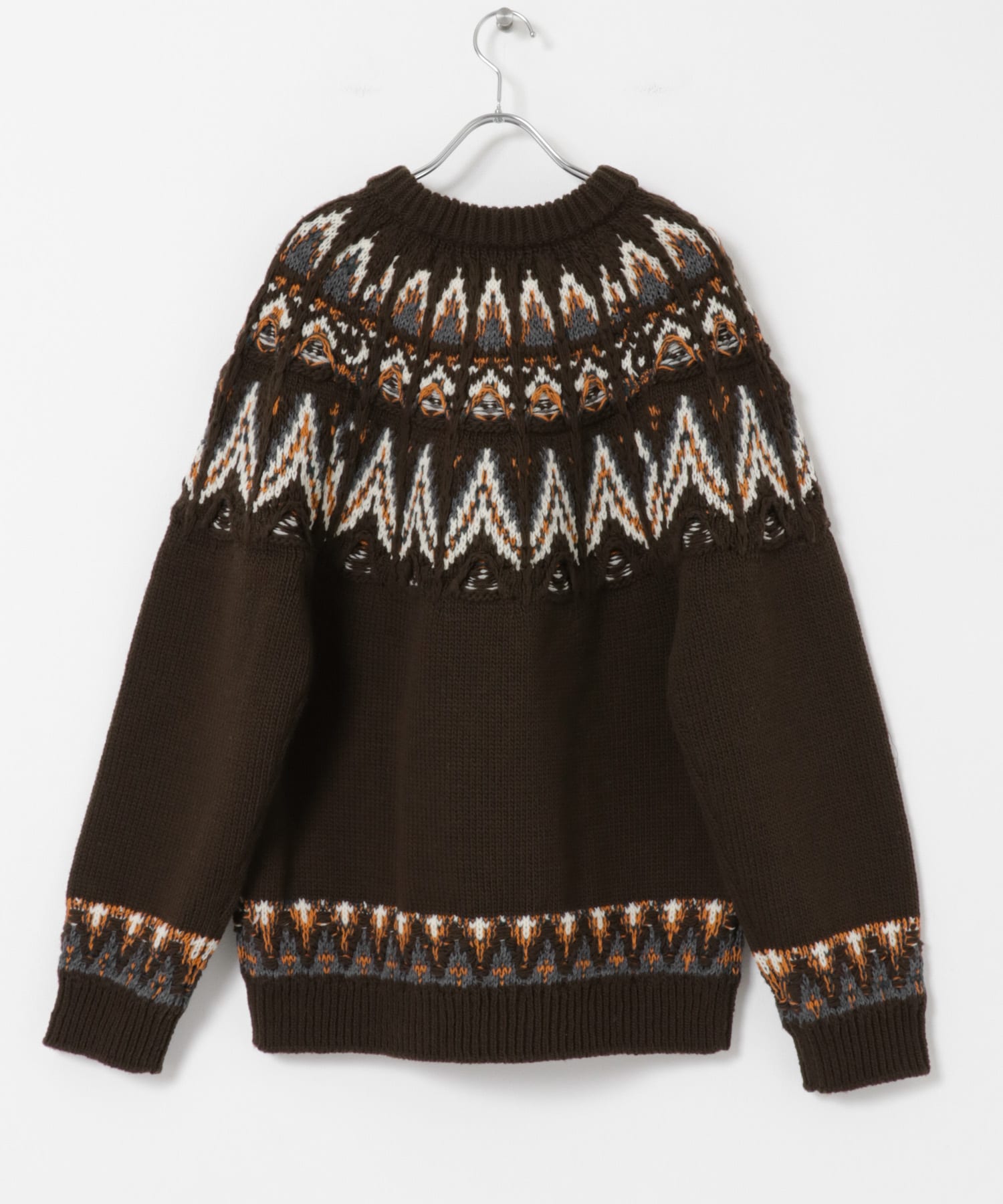 米富繊維　KOUHEN NORDIC KNIT PULLOVER-3 44BROWN L