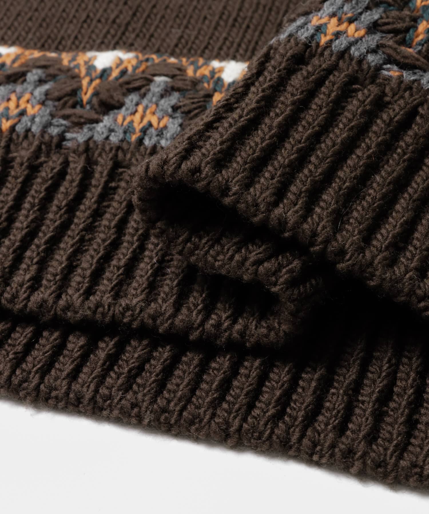 米富繊維　KOUHEN NORDIC KNIT PULLOVER-3 44BROWN L