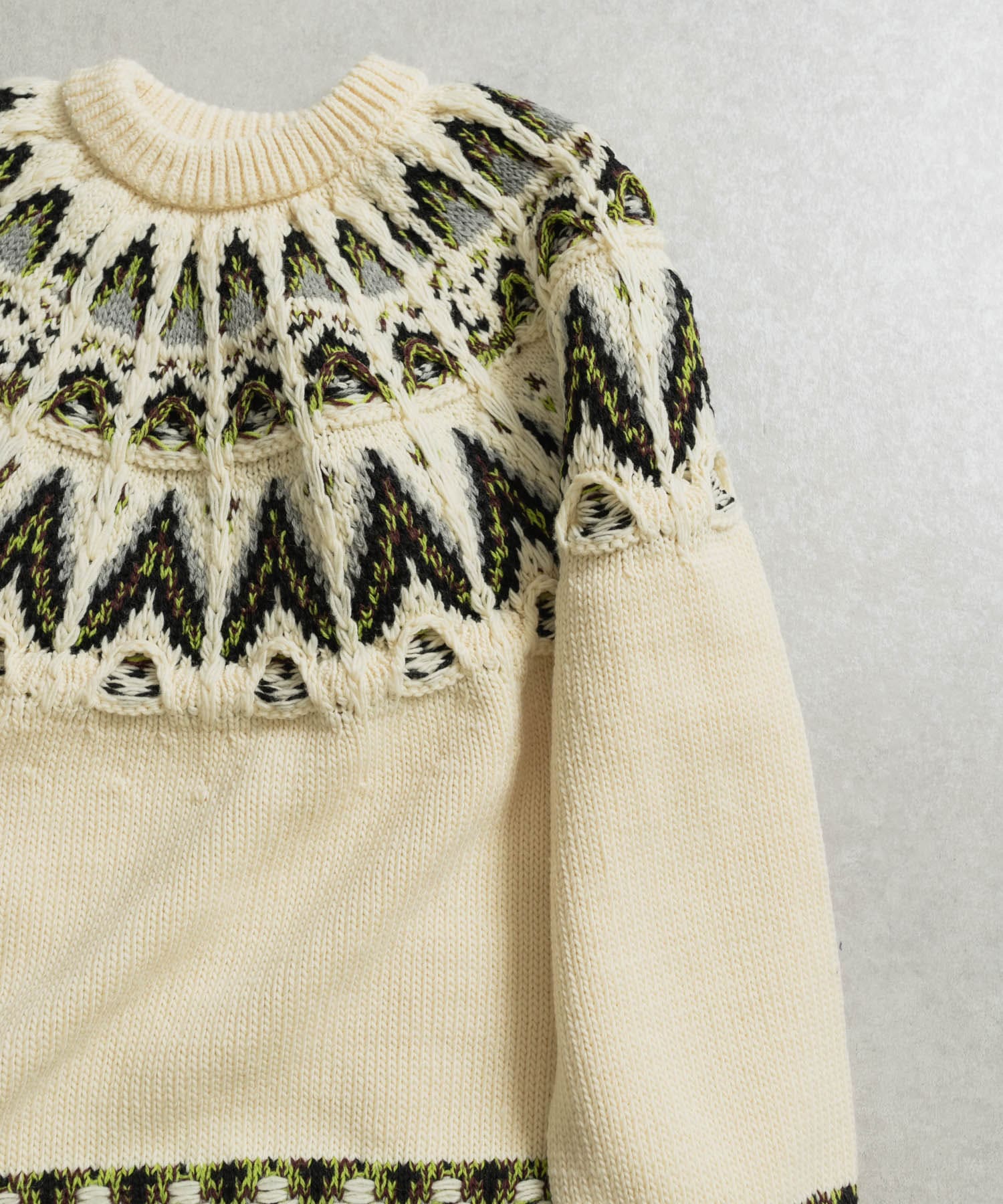 米富繊維　KOUHEN NORDIC KNIT PULLOVER-3 10WHITE L