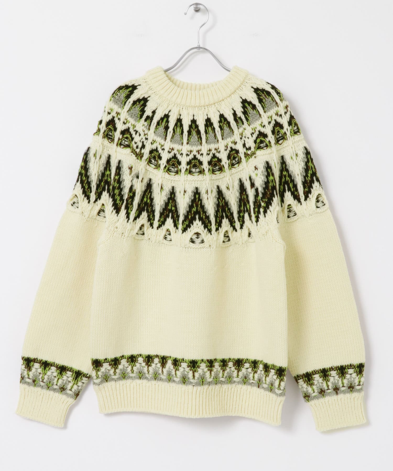 米富繊維　KOUHEN NORDIC KNIT PULLOVER-3 10WHITE L