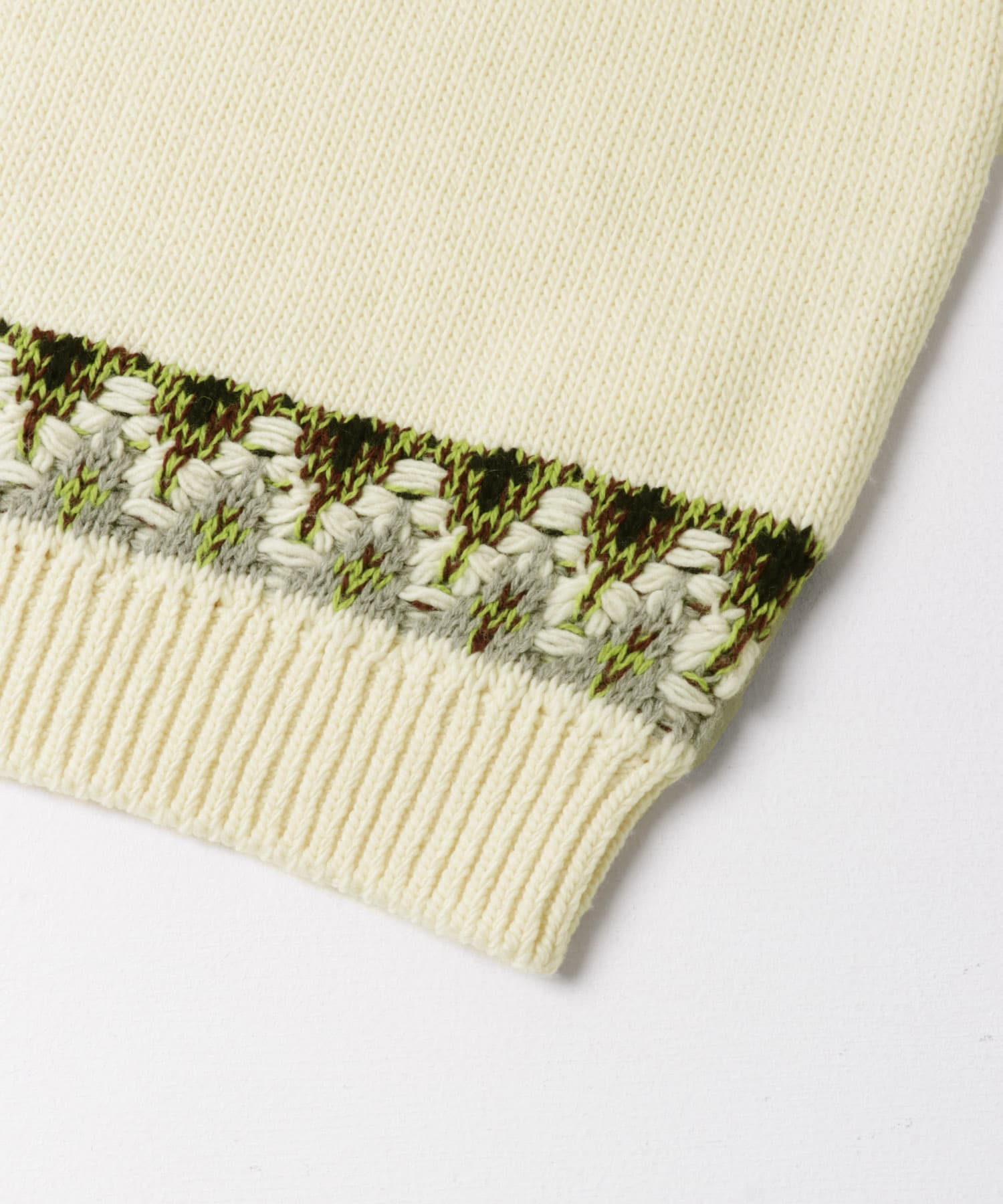 米富繊維　KOUHEN NORDIC KNIT PULLOVER-3 10WHITE L