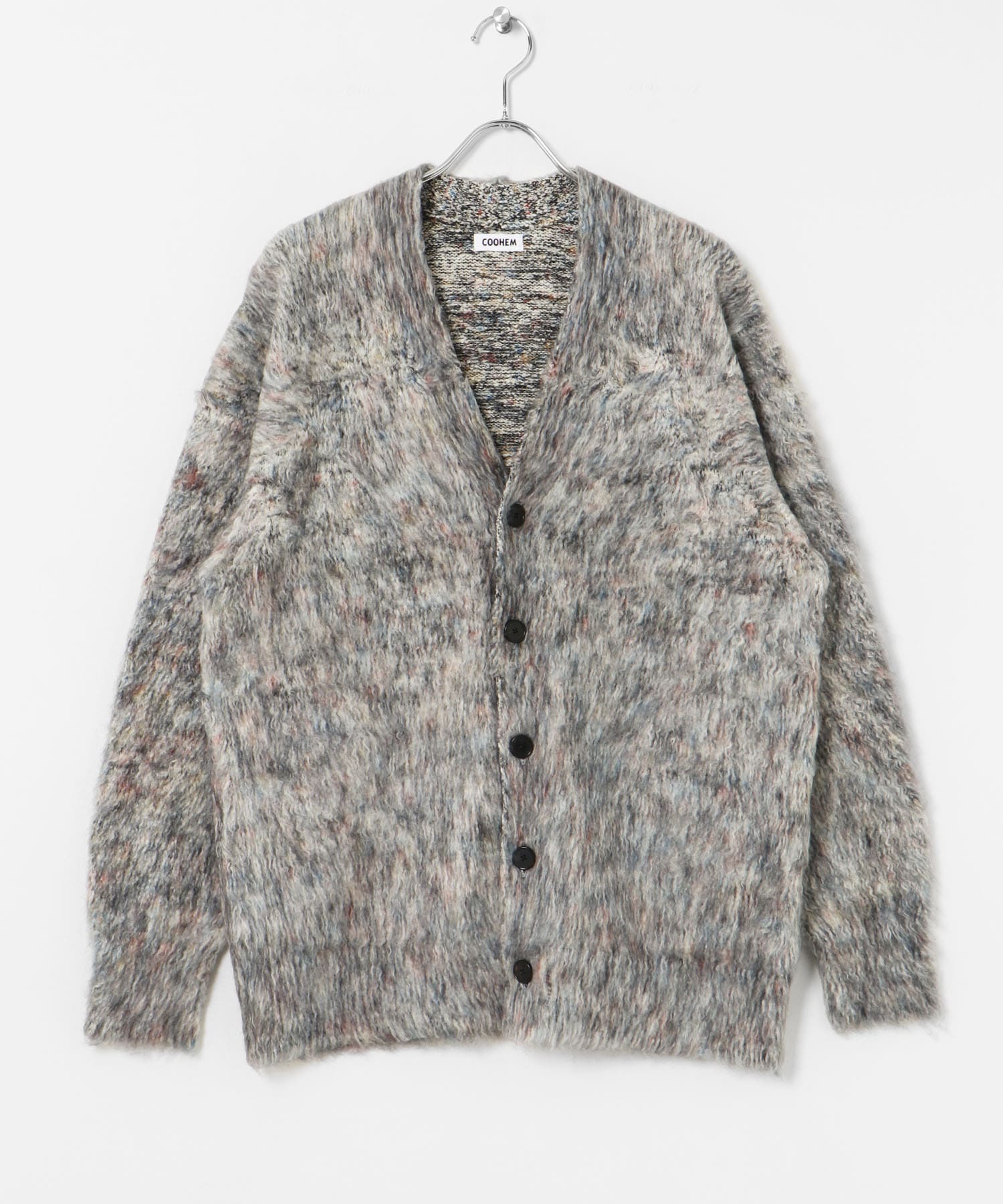 米富繊維　KOUHEN SHAGGY DOG CARDIGAN-3 12GRAY L