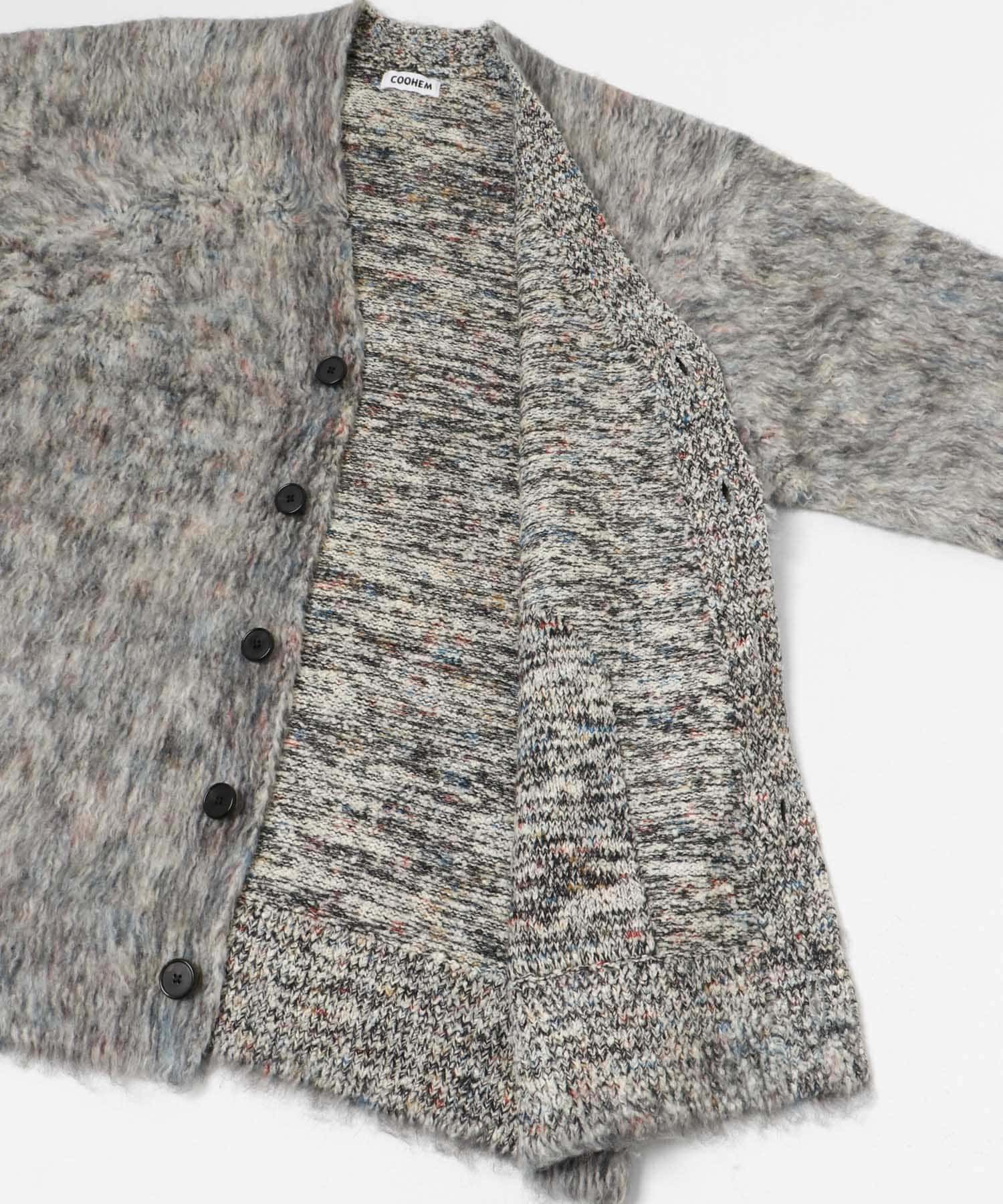 米富繊維　KOUHEN SHAGGY DOG CARDIGAN-3 12GRAY L