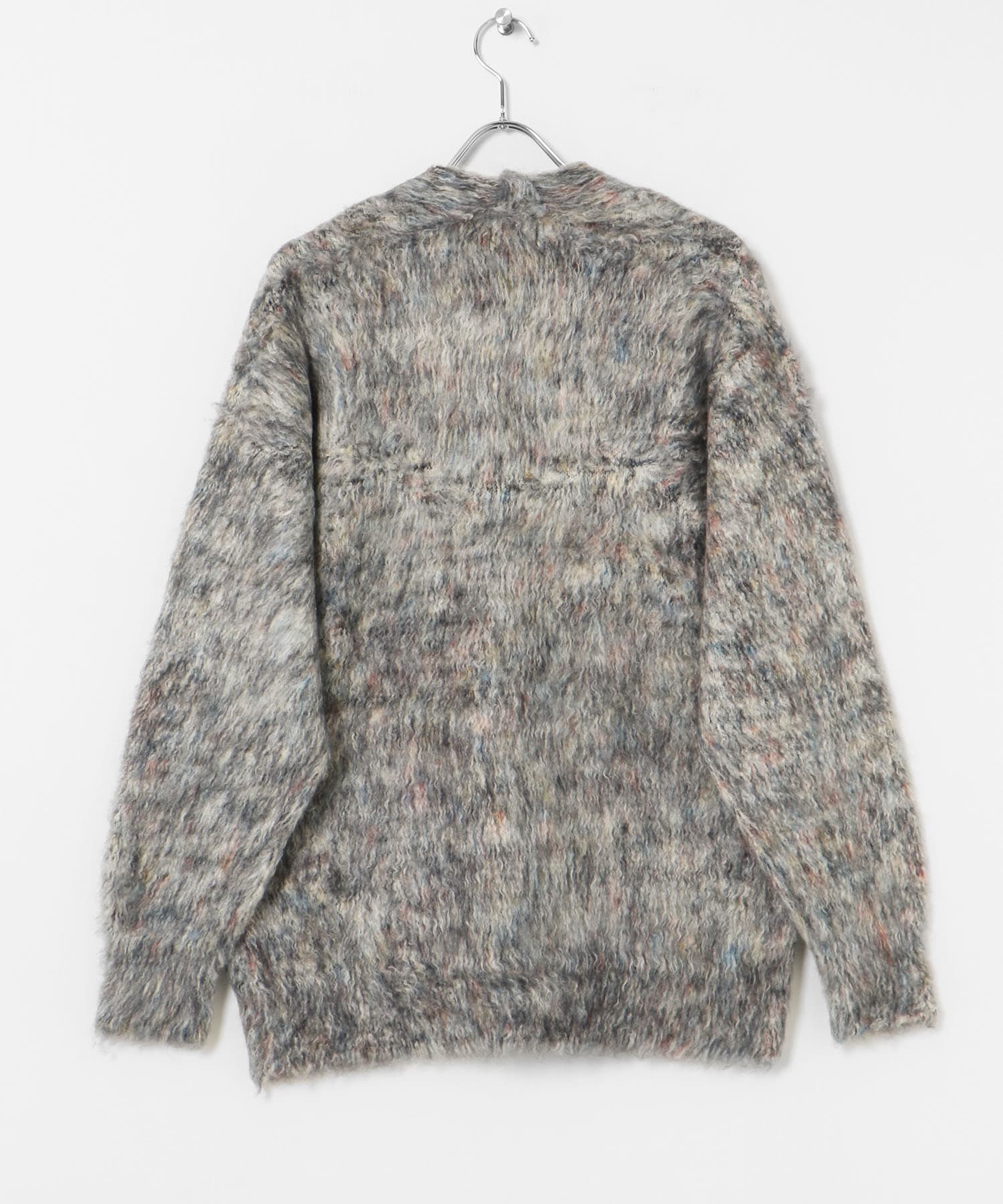 米富繊維　KOUHEN SHAGGY DOG CARDIGAN-3 12GRAY L