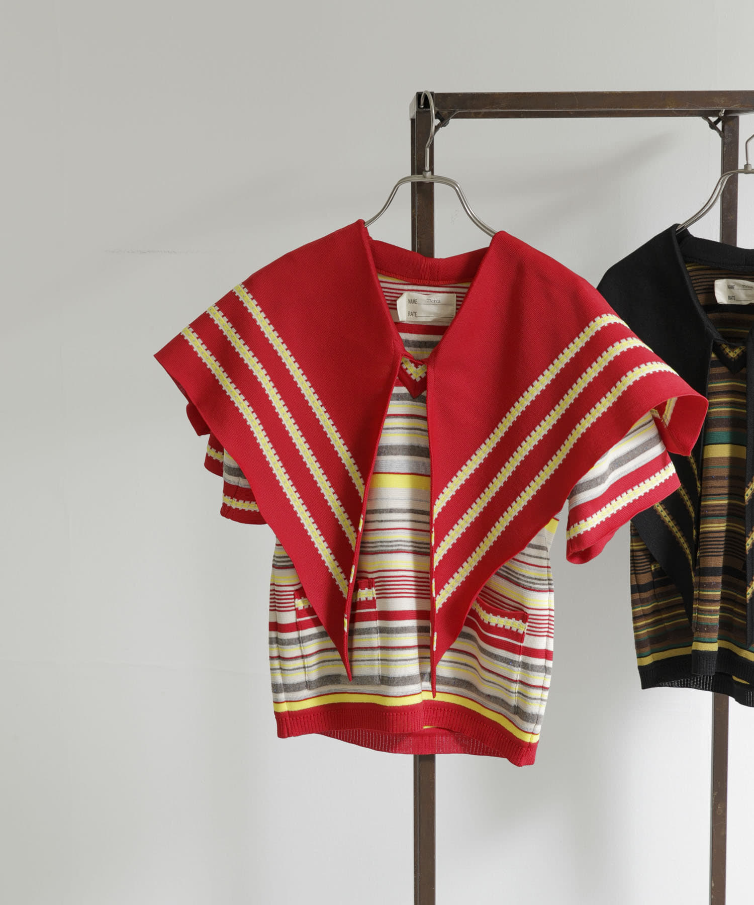 77circa　big collar knit top Red one