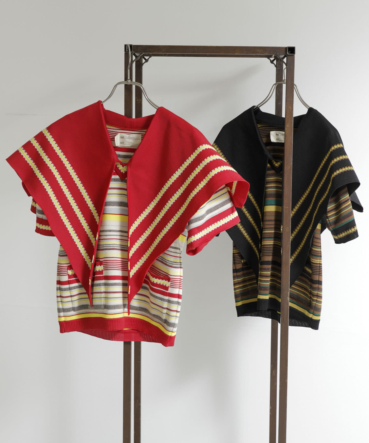 77circa　big collar knit top Red one