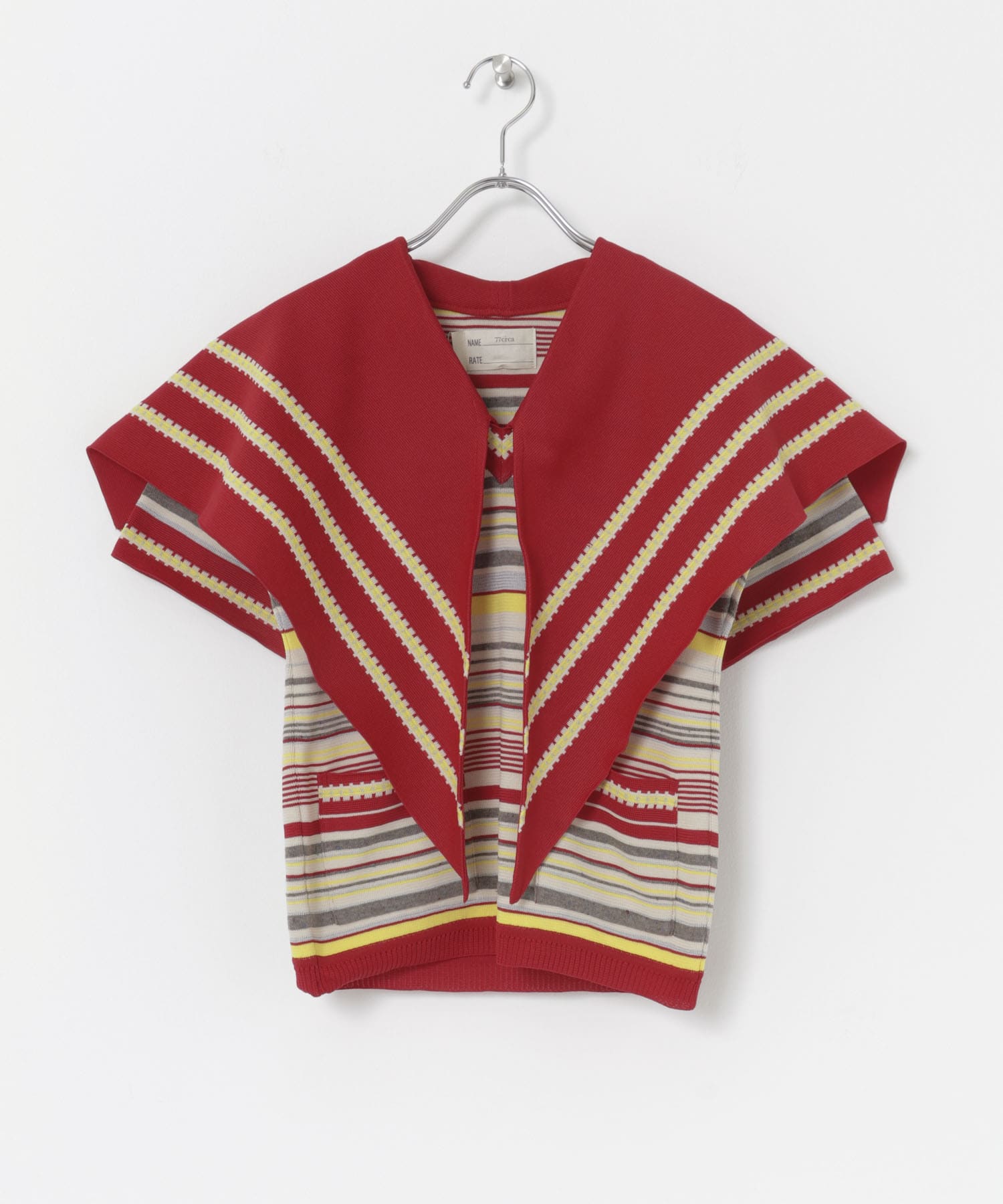 77circa　big collar knit top Red one