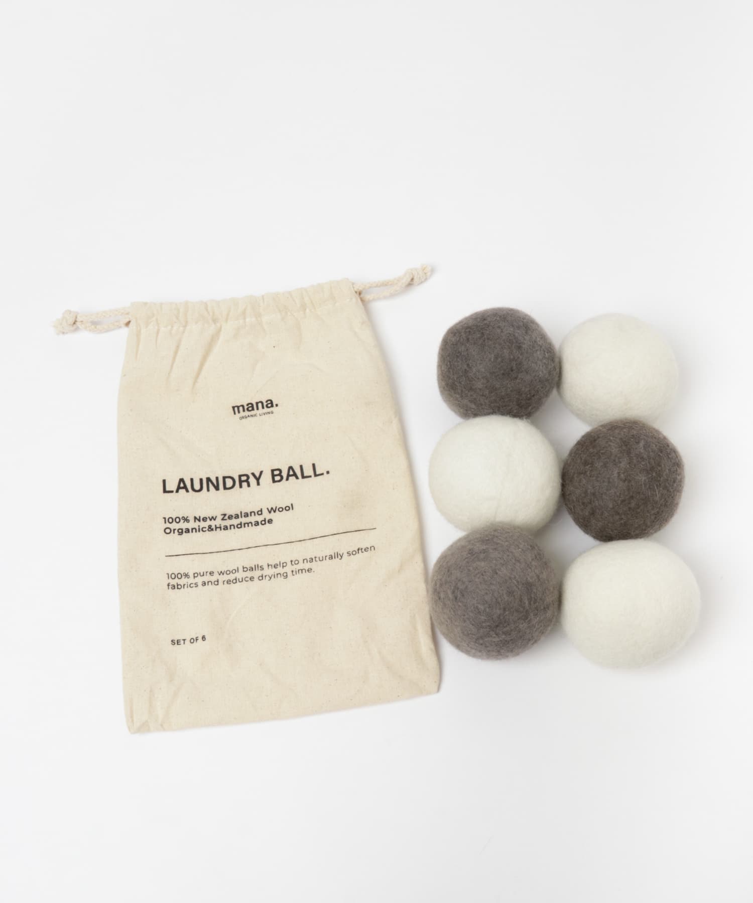 mana. ORGANIC LIVING　ウール洗濯ボール6個セット asort -