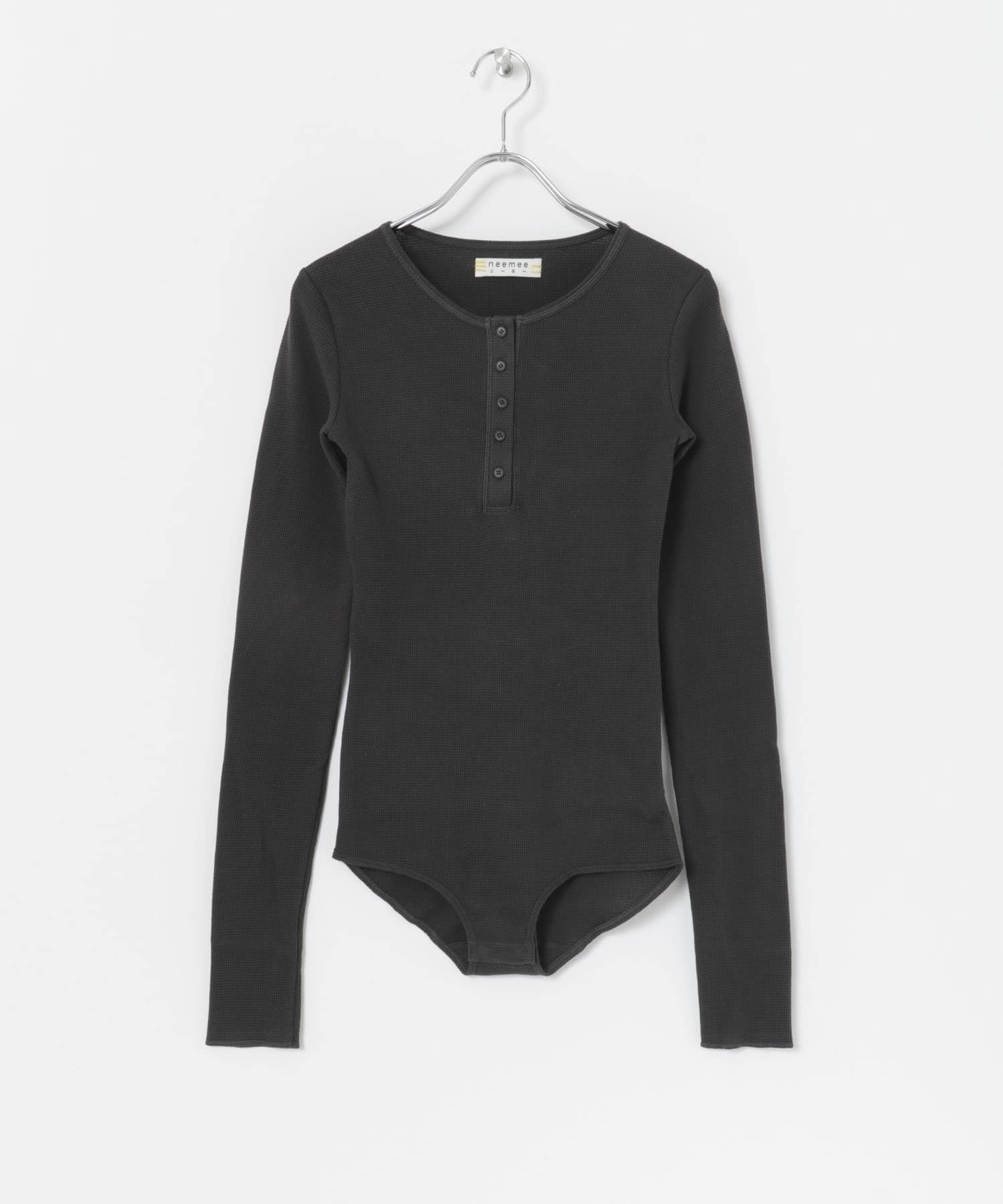 neemee　NM-ワッフルボディースーツ BLACK one