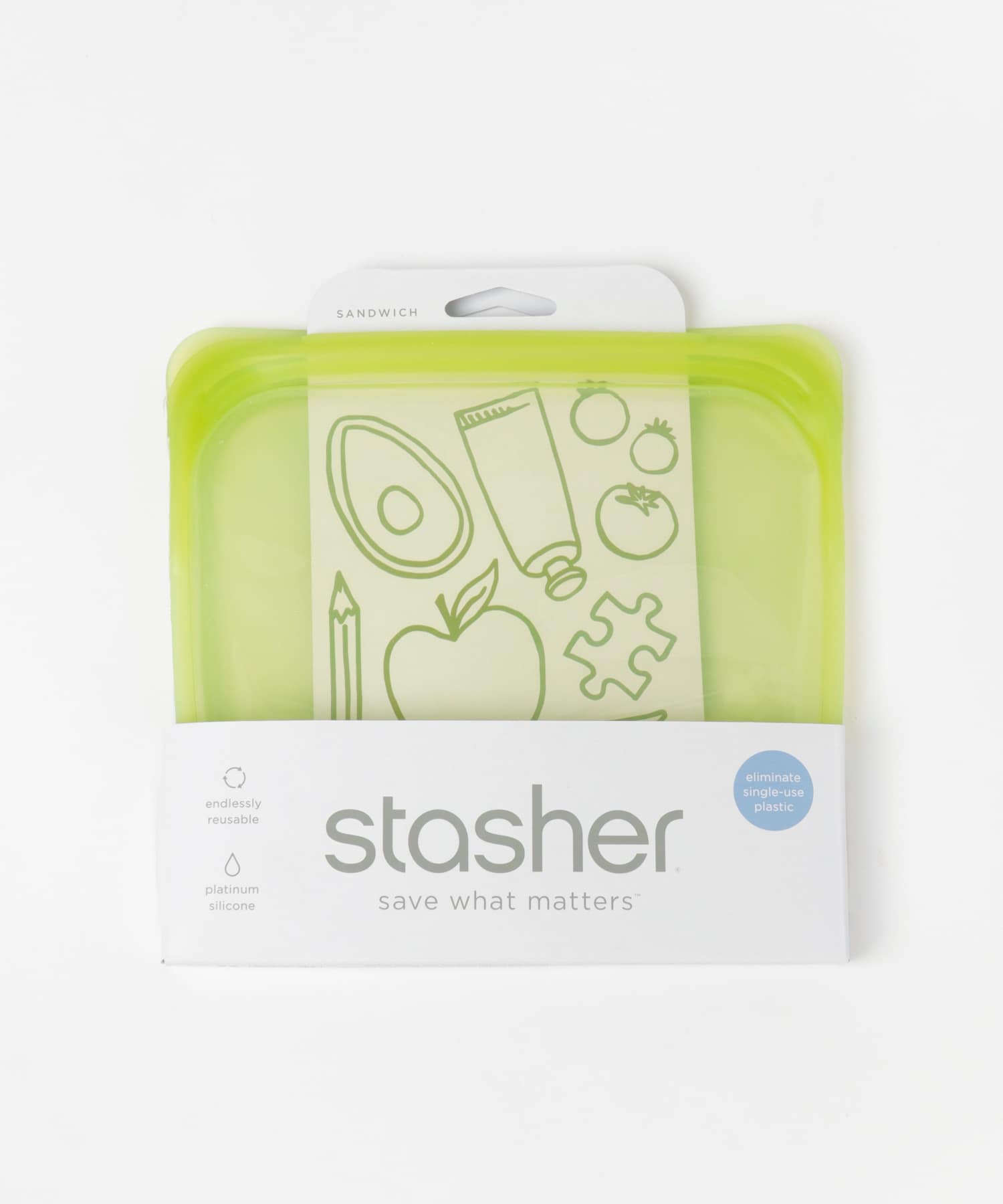 stasher　Silicone bag　sandwich green FREE