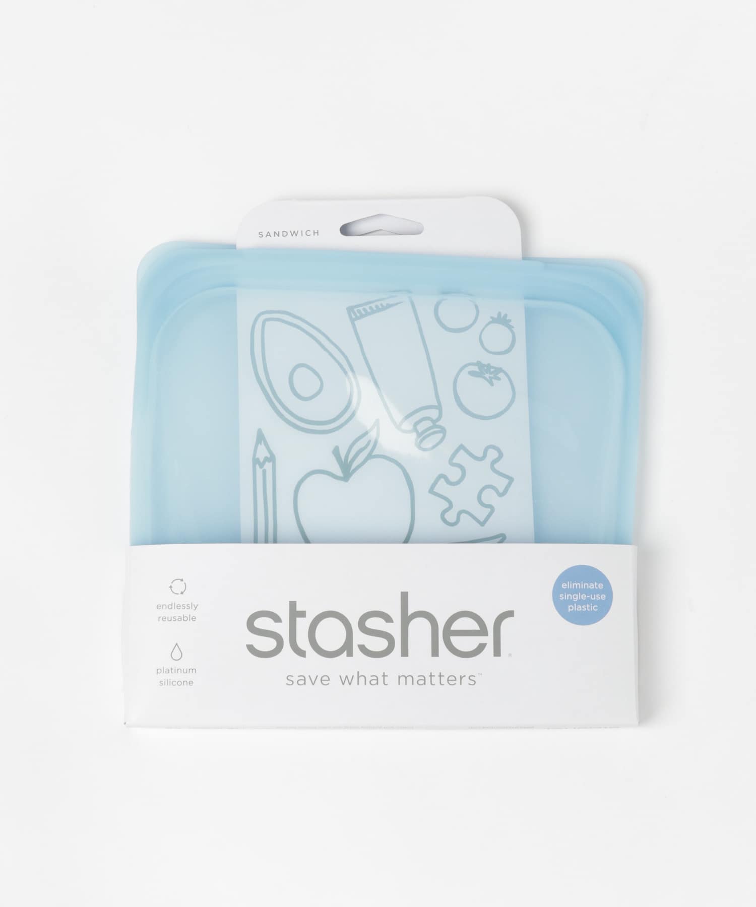 stasher　Silicone bag　sandwich blue FREE