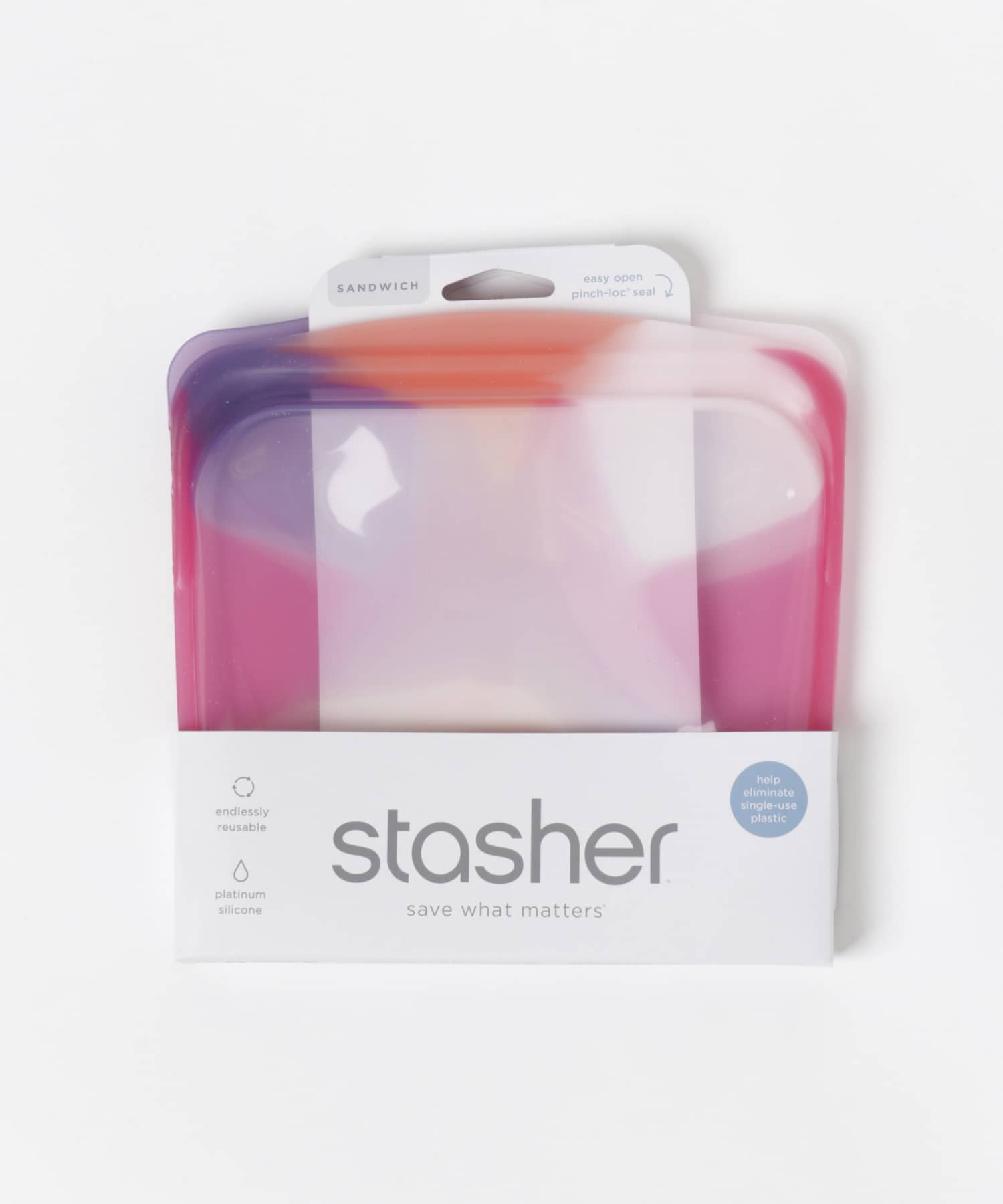 stasher　Silicon bag EZ sandwich タイダイピンク FREE