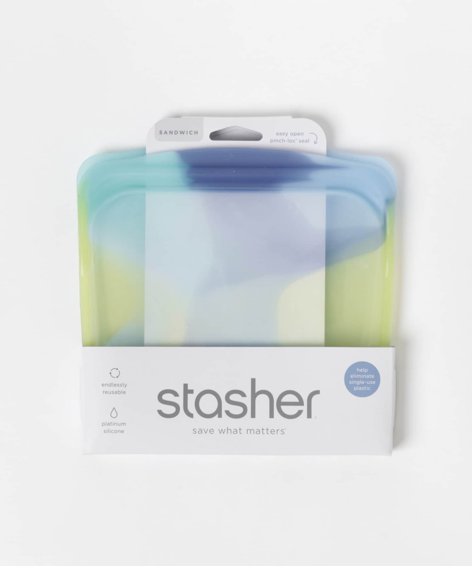 stasher　Silicon bag EZ sandwich タイダイブルー FREE
