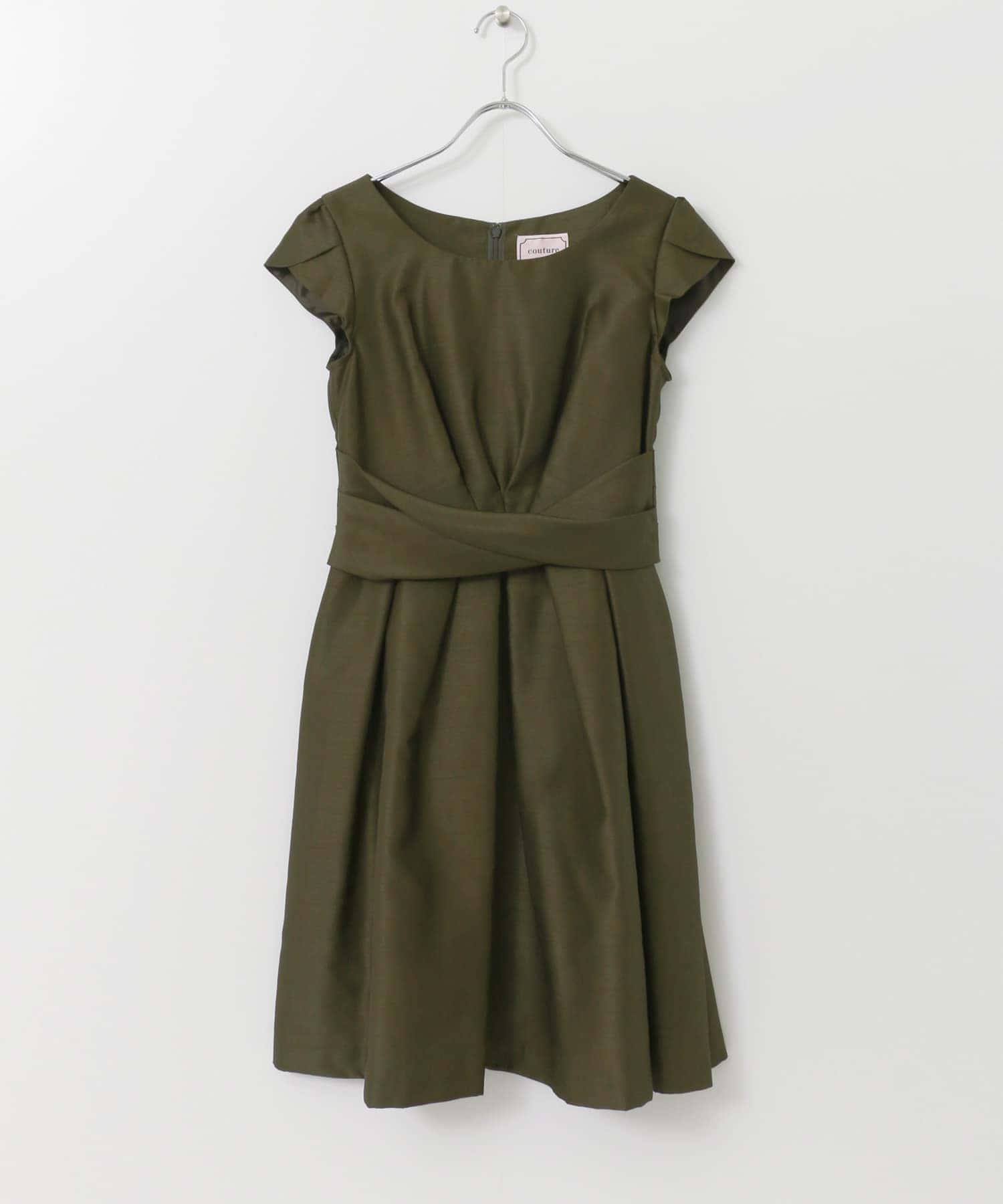 COUTURE MAISON　ウエストクロスワンピース カーキ 38