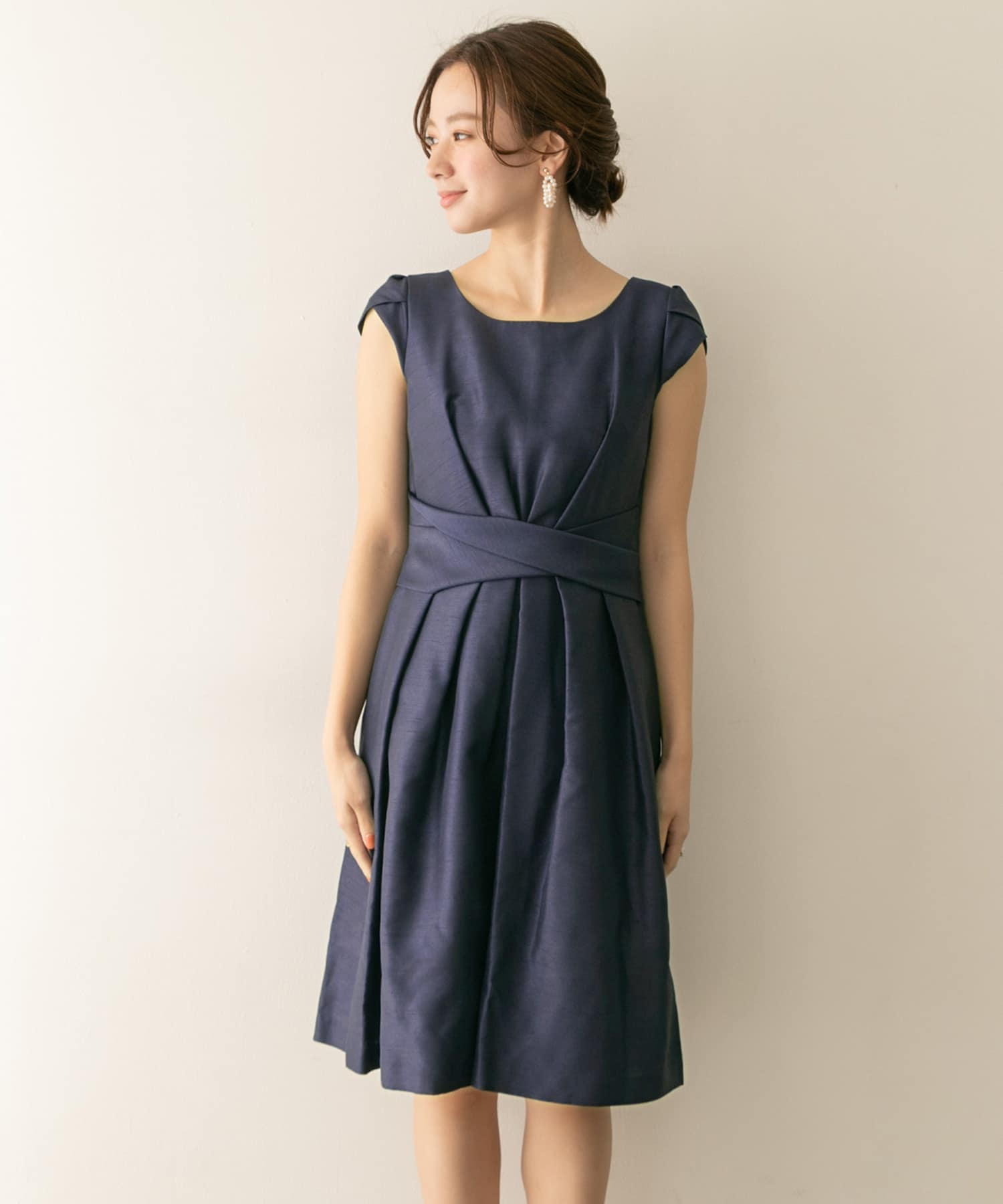 COUTURE MAISON　ウエストクロスワンピース ネイビー 38