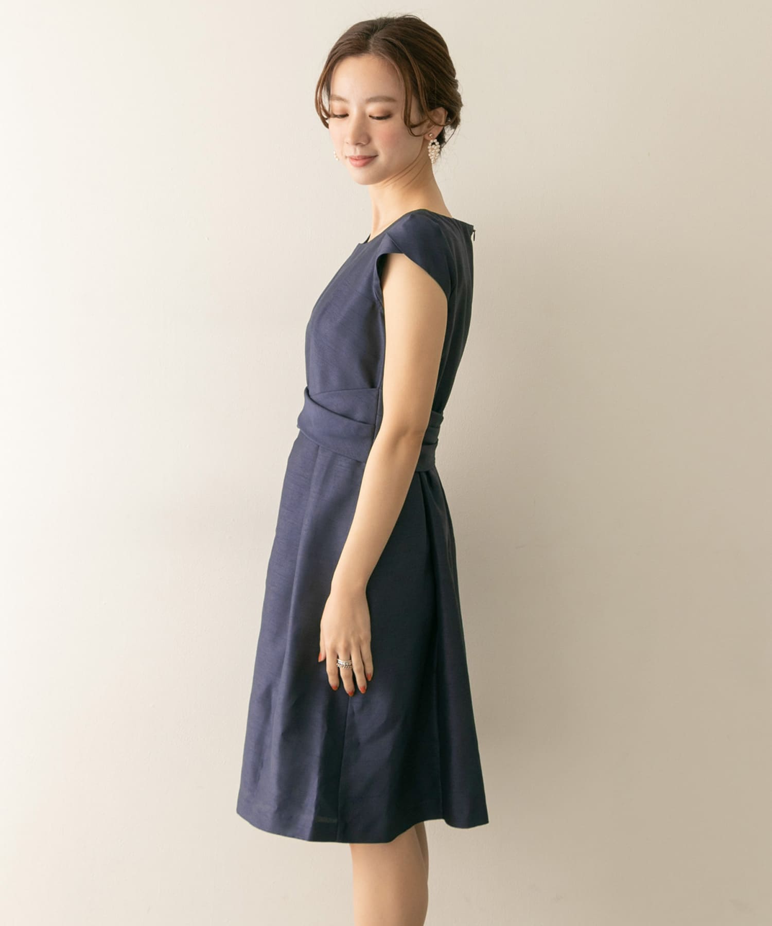 COUTURE MAISON　ウエストクロスワンピース ネイビー 38