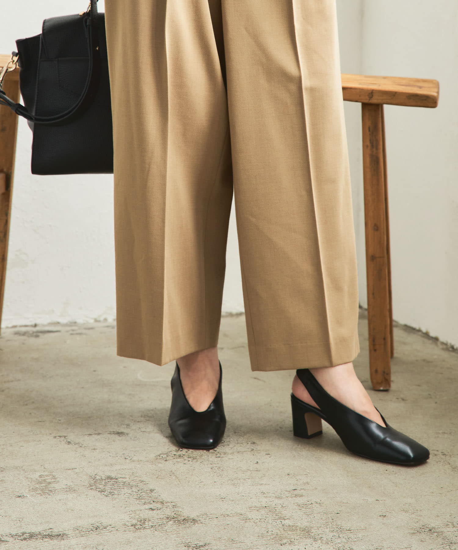 『別注』『MADE IN JAPAN』 MILLIWM×URBAN RESEARCH　ヒールパンプス BLACK 36