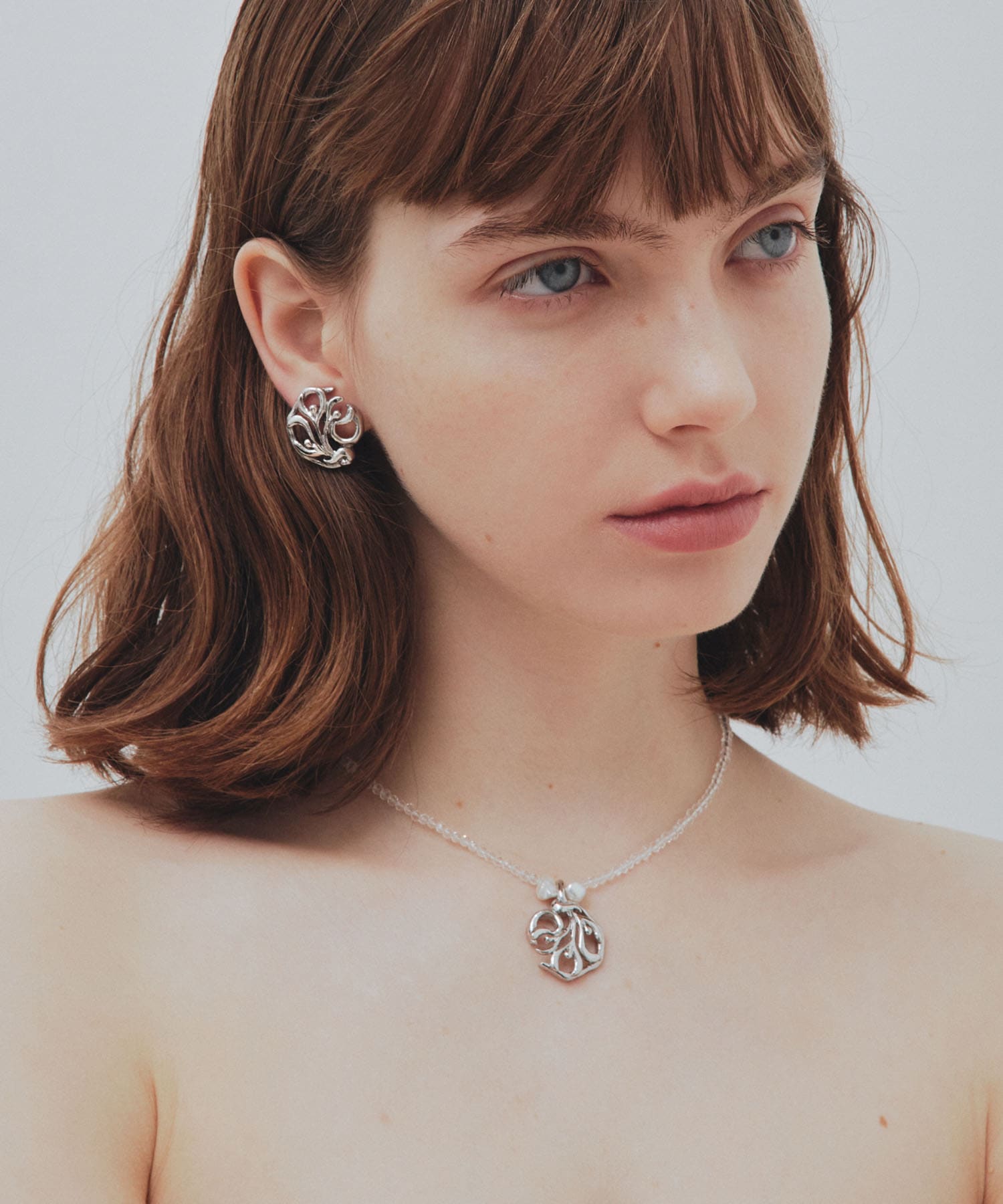 IRIS47　ginger crystal necklace silver -