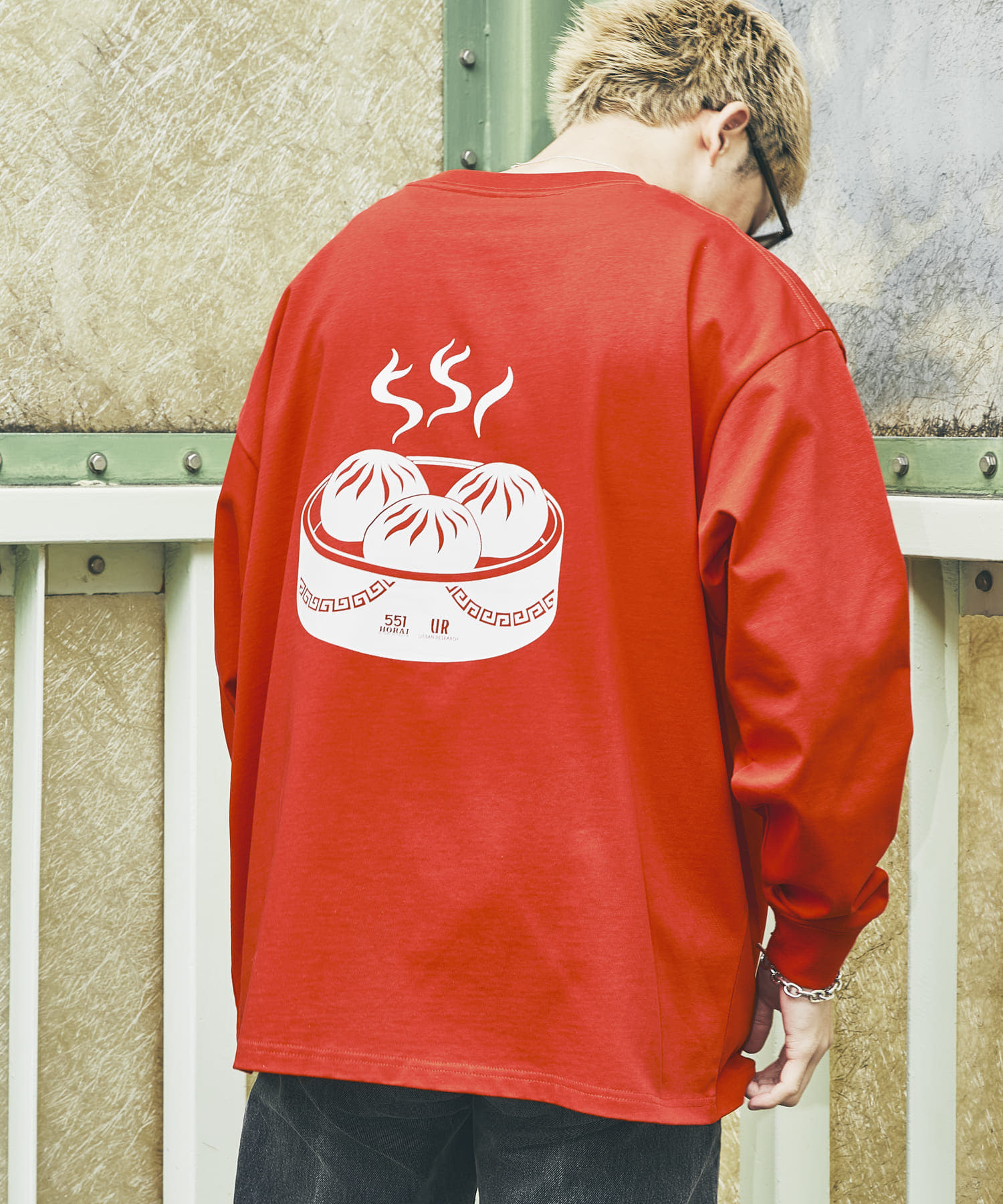 551蓬莱×UR　LONG-SLEEVE T-SHIRTS RED S