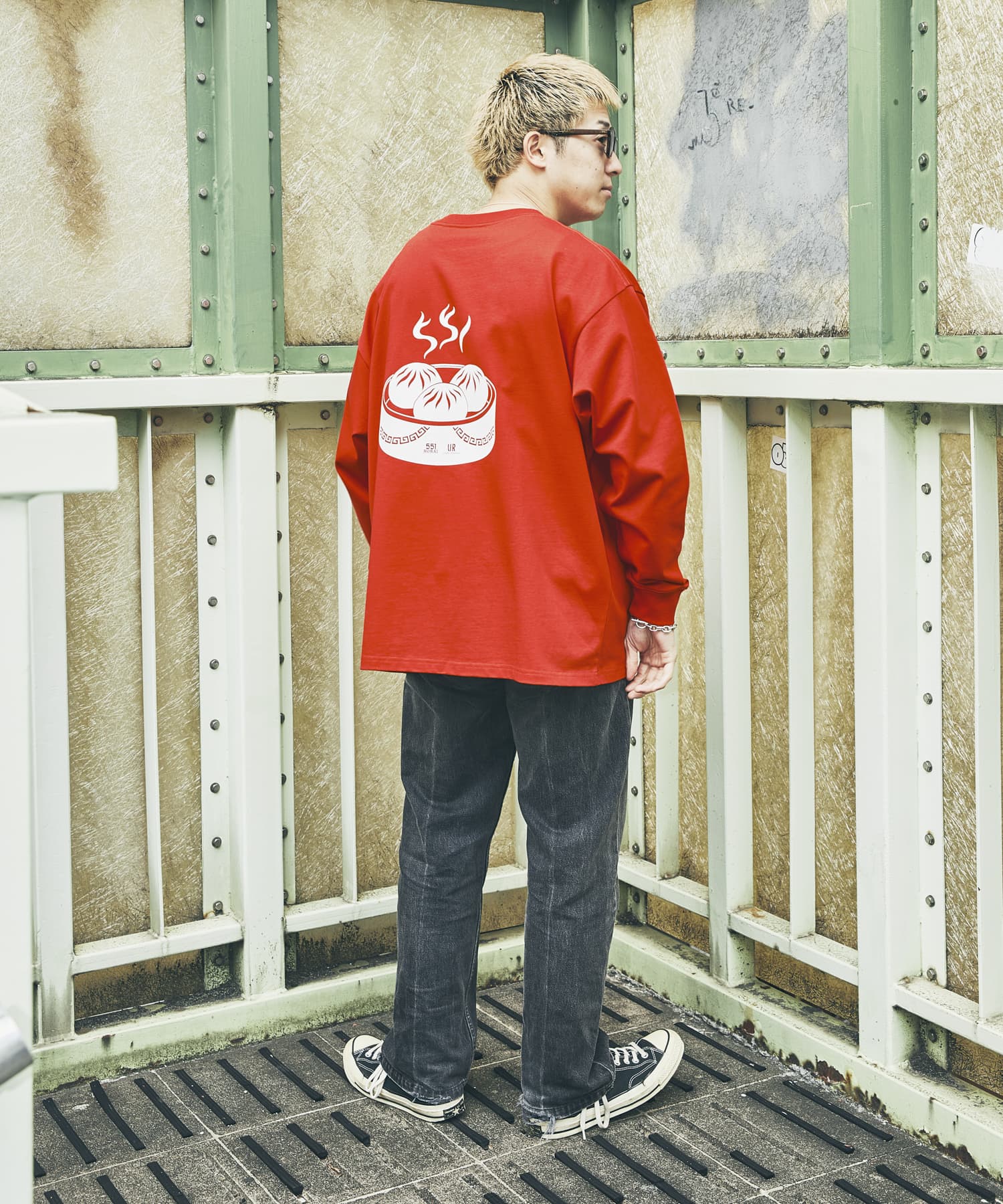 551蓬莱×UR　LONG-SLEEVE T-SHIRTS RED S