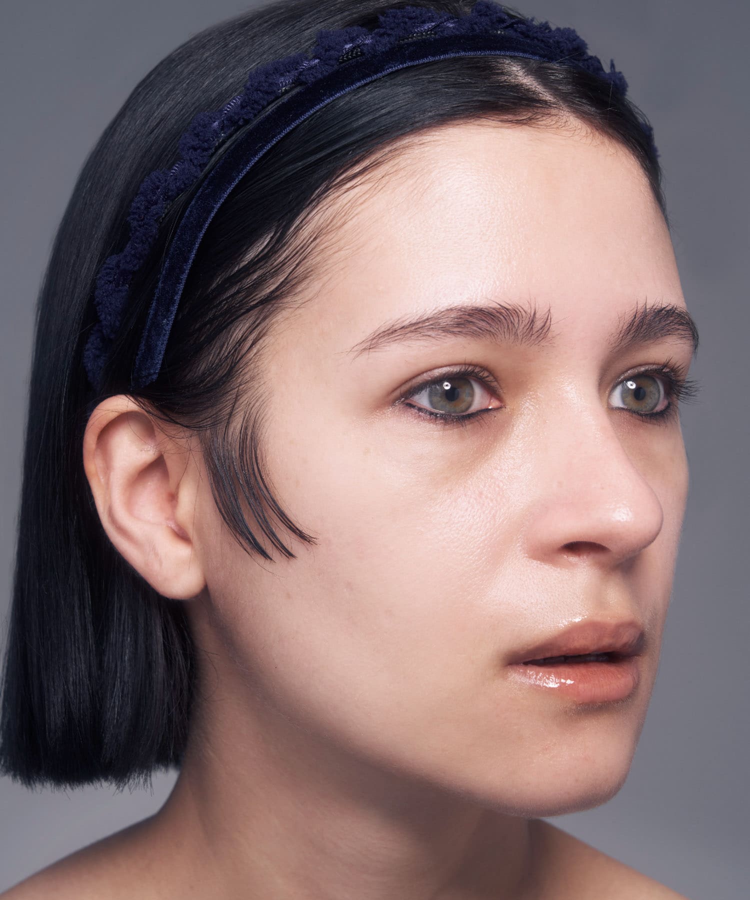 IRIS47　Velvet headband navy -