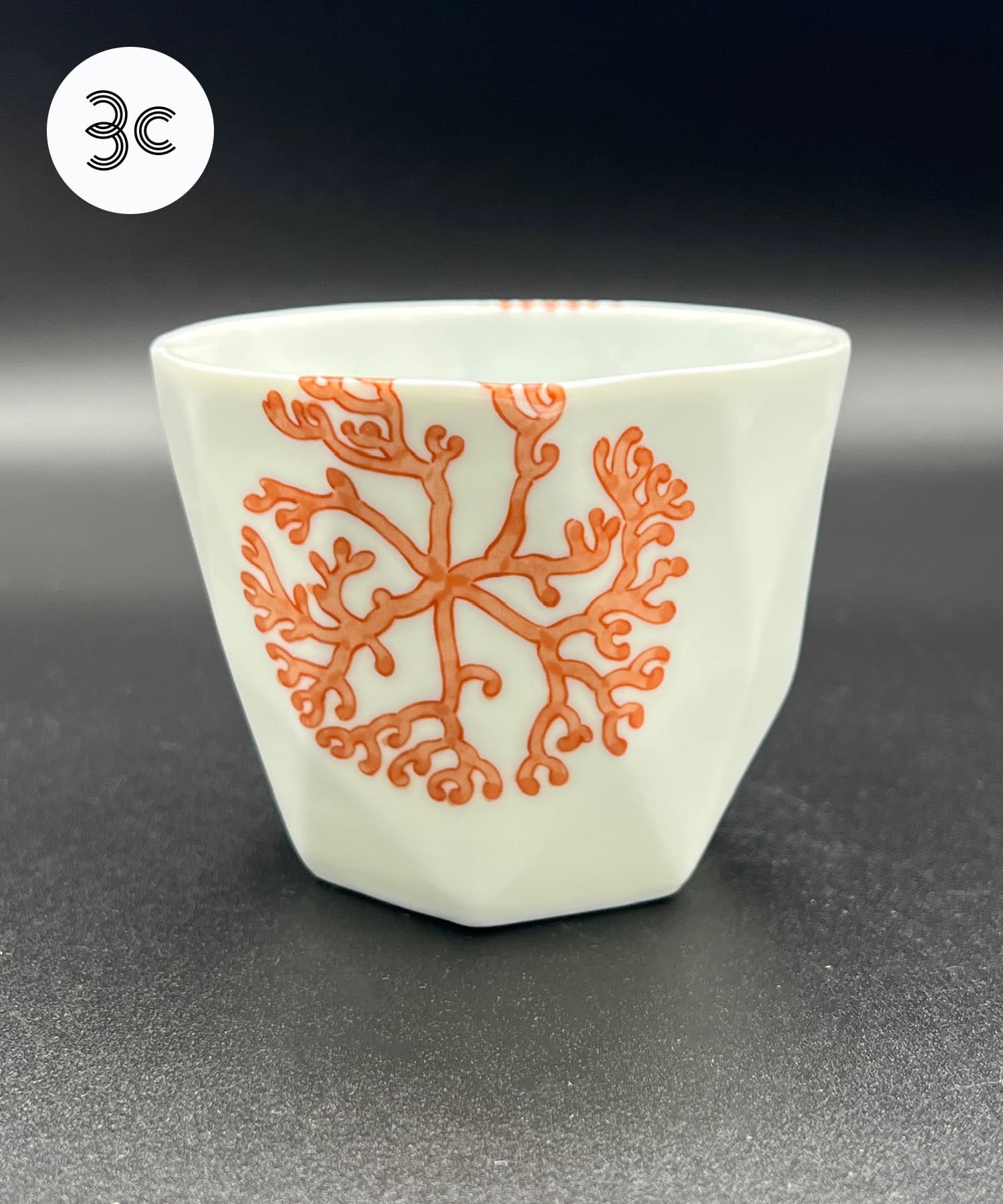 寿芳窯　面取コップ小 赤 0