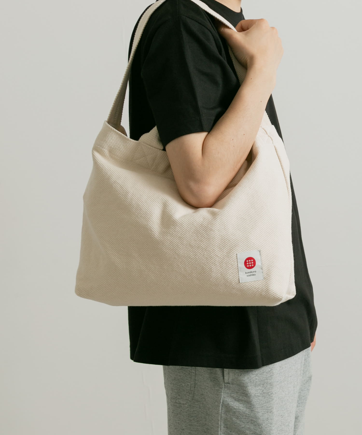 kusakura sashiko　トートバッグM キナリ 0
