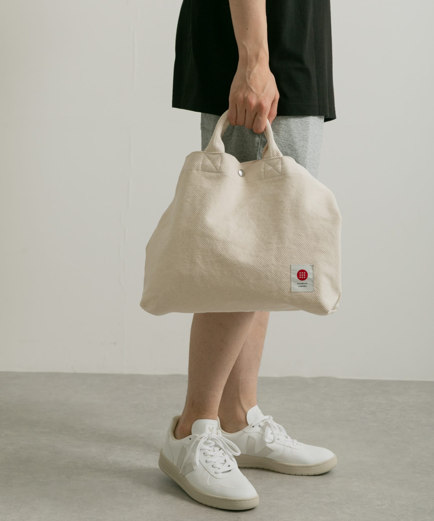 kusakura sashiko　トートバッグM キナリ 0