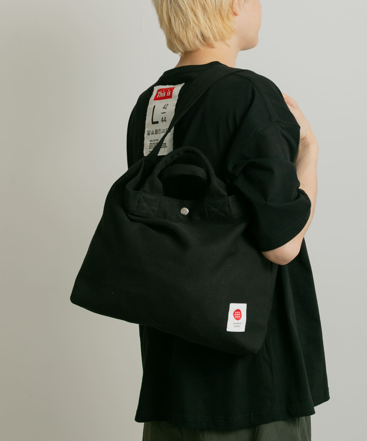kusakura sashiko　トートバッグM ブラック 0