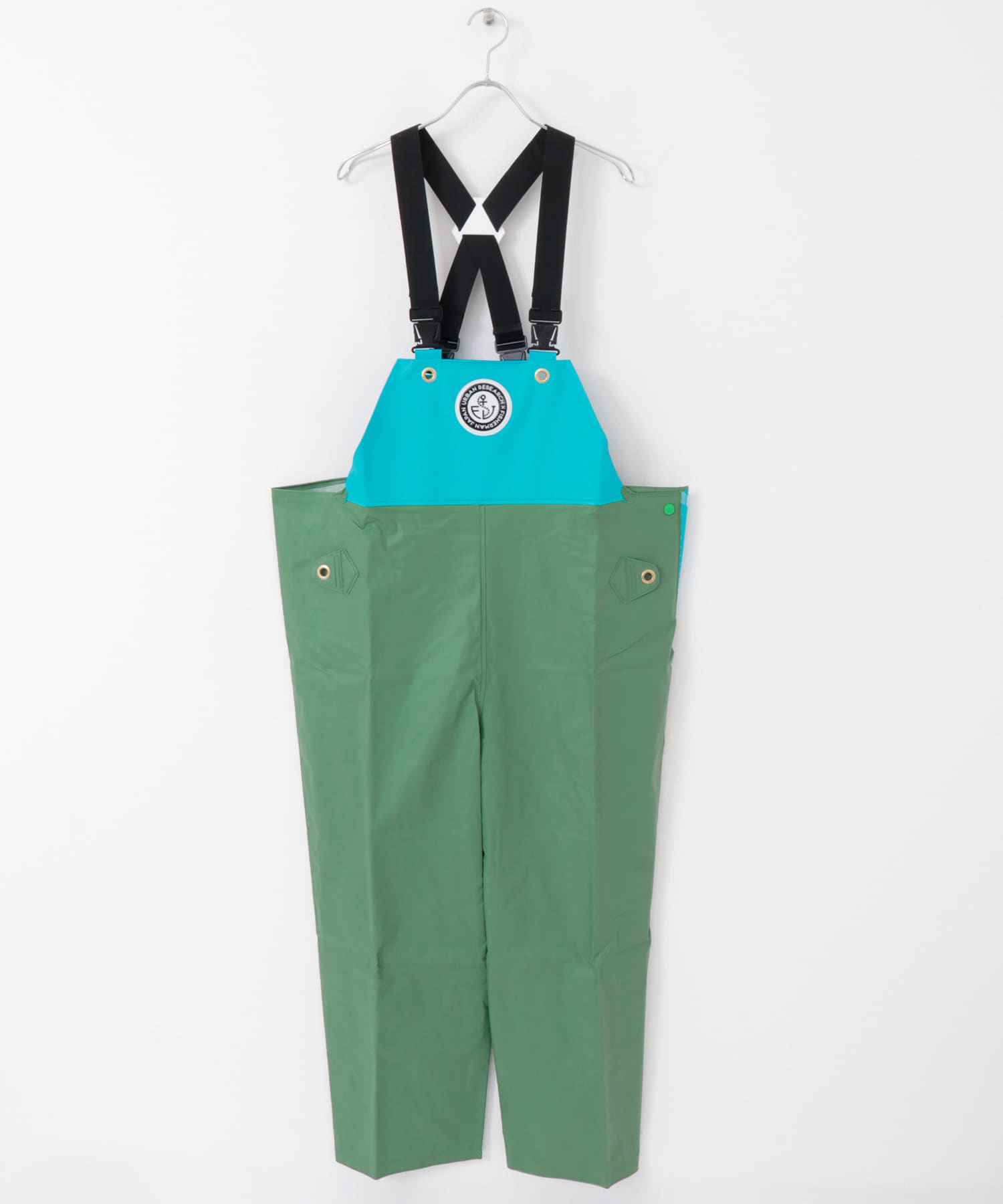 FISHERMAN JAPAN×URBAN RESEARCH　サロペットパンツ GRN×TURQ M