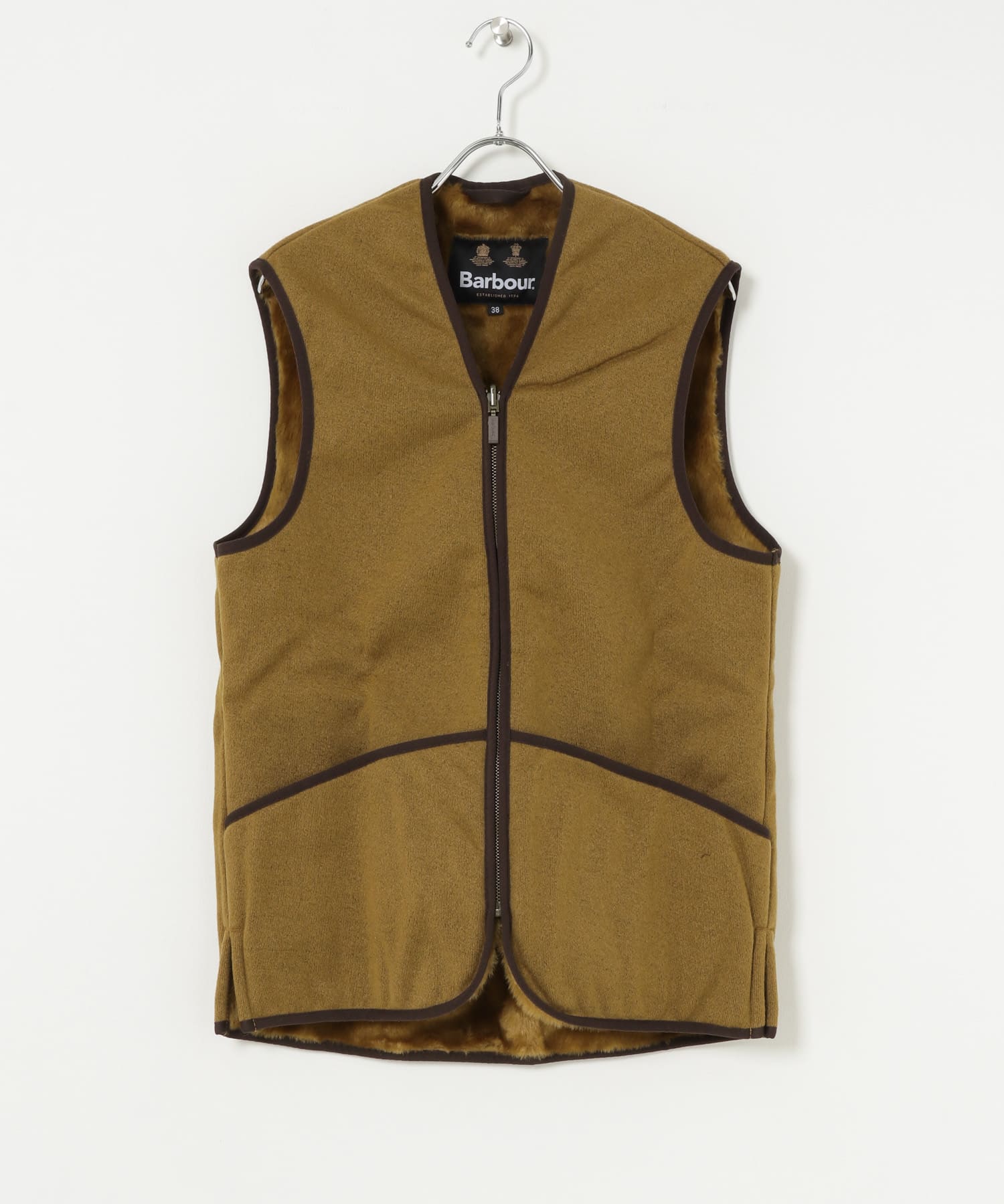 Barbour　pile zip-in liner brown 38