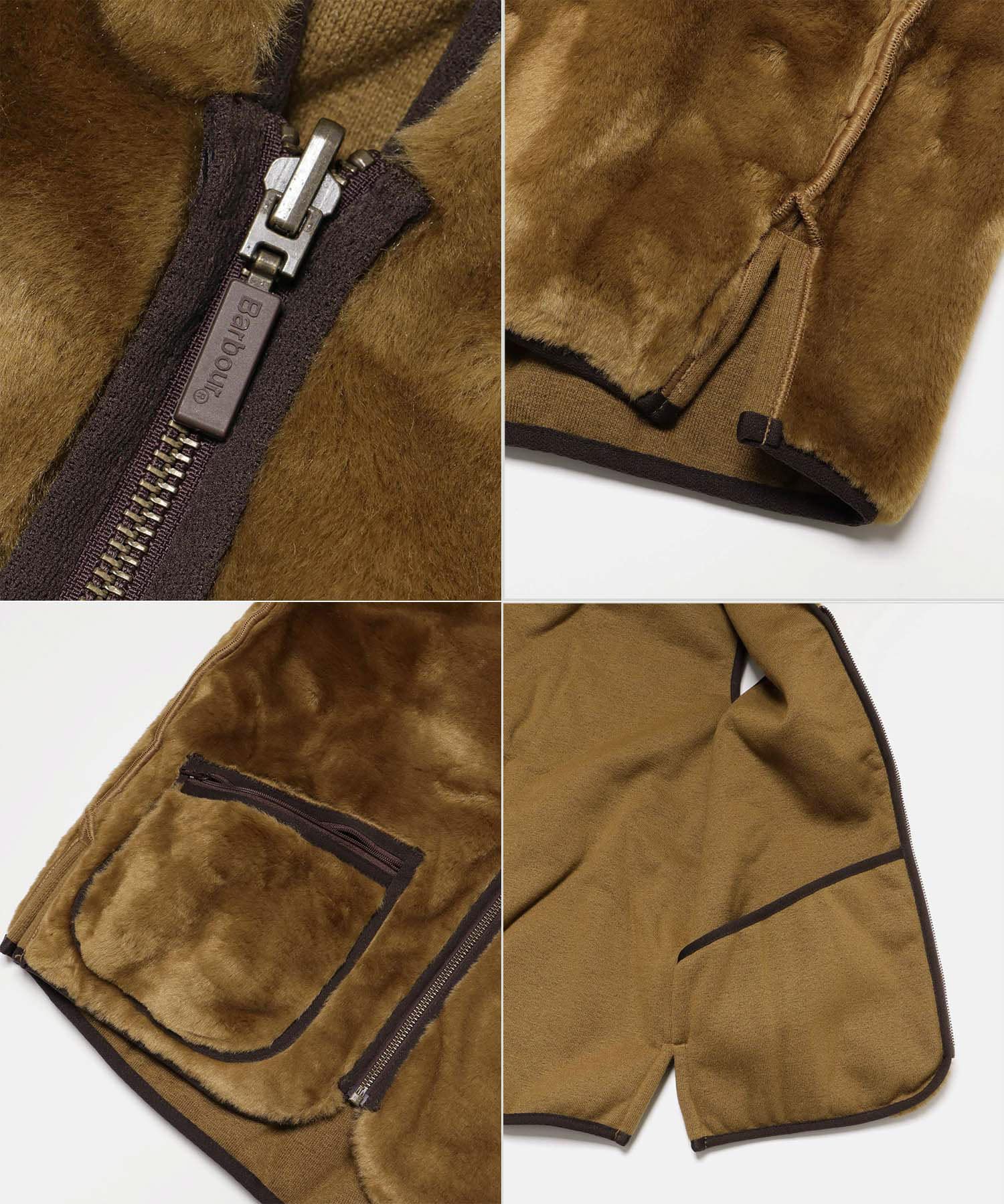 Barbour　pile zip-in liner brown 38