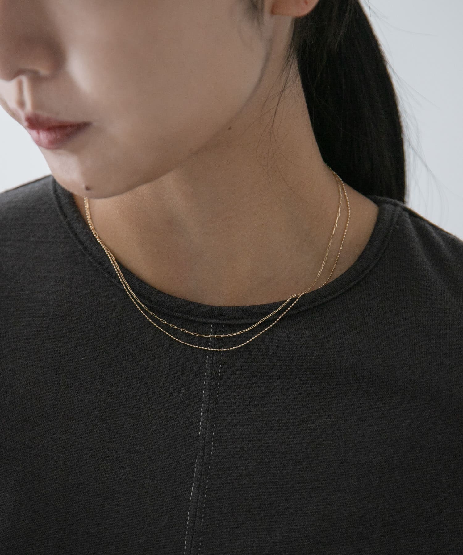 ff by decor urban research　ボール×ステラチェーンネックレス80cm K10YG -