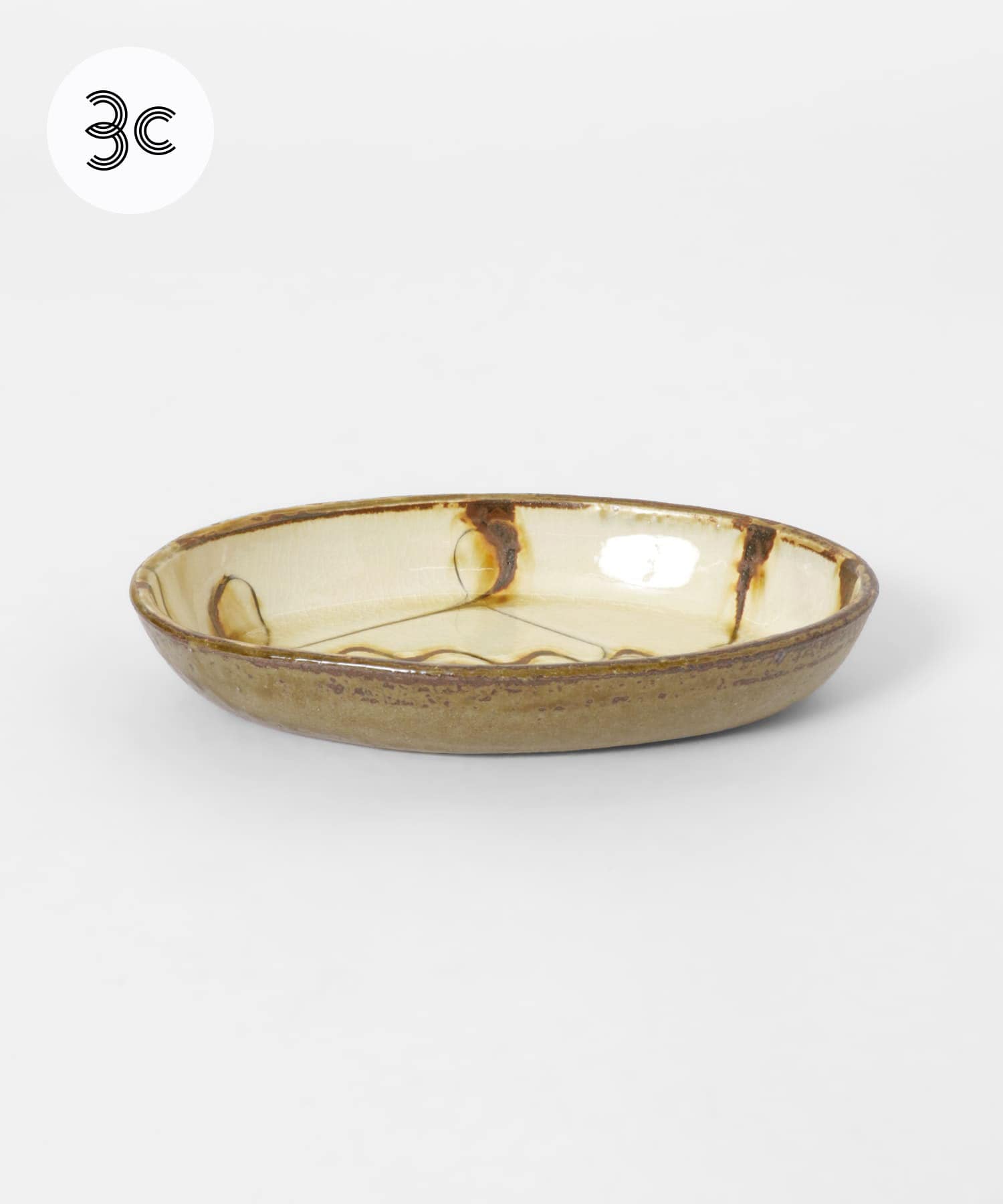 小代焼井上尚之　スリップ楕円鉢中